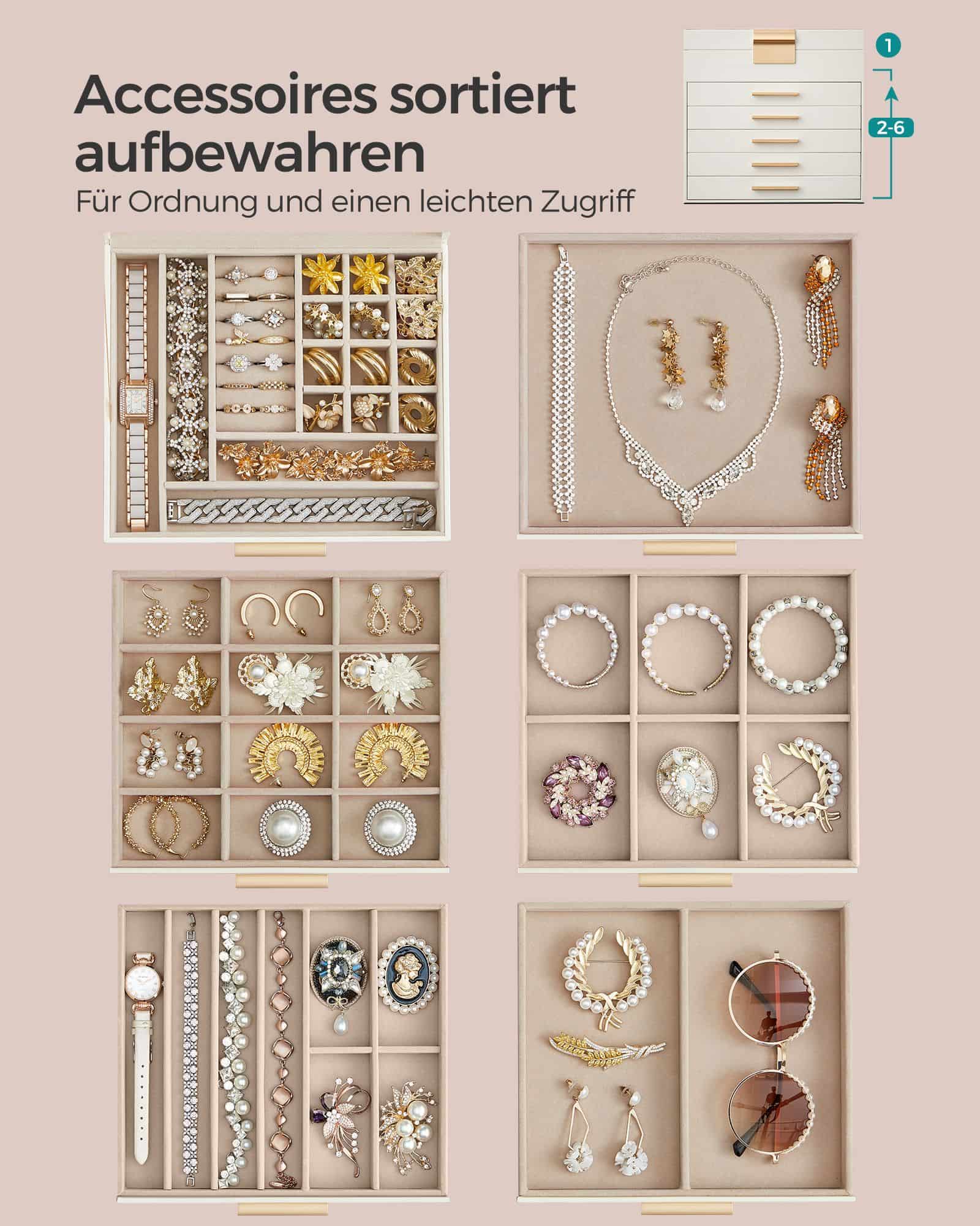 Schmuckkästchen 6 Ebenen mit Glasdeckel Schmuckkästchen 6 Ebenen mit Glasdeckel