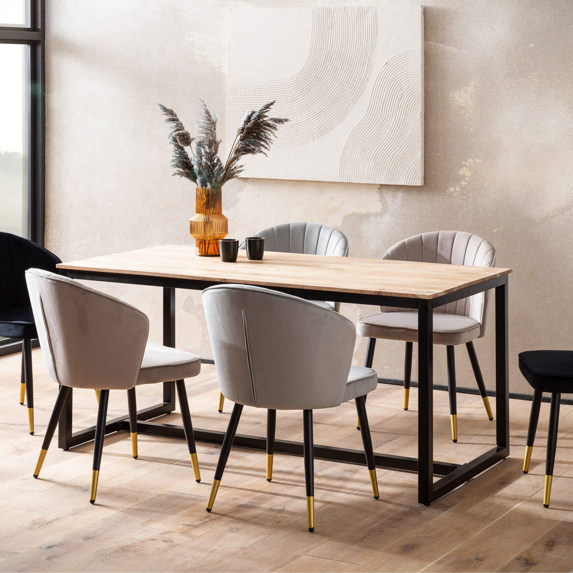 Esszimmertisch 200x100x76 cm Akazie Massivholz Metall Esstisch Loft-Style Esszimmertisch 200x100x76 cm Akazie Massivholz Metall Esstisch Loft-Style