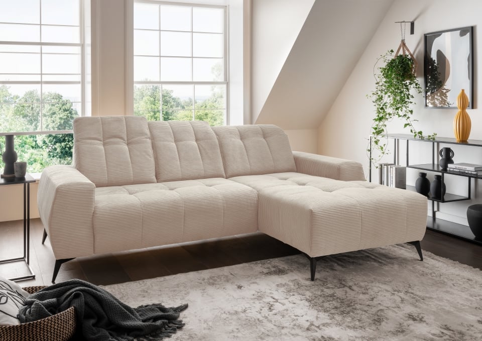 Ecksofa Sano von Benformato - Hochwertiges Cordsofa mit Elektrofunktion und verstellbaren Kopflehnen Ecksofa Sano von Benformato - Hochwertiges Cordsofa mit Elektrofunktion und verstellbaren Kopflehnen
