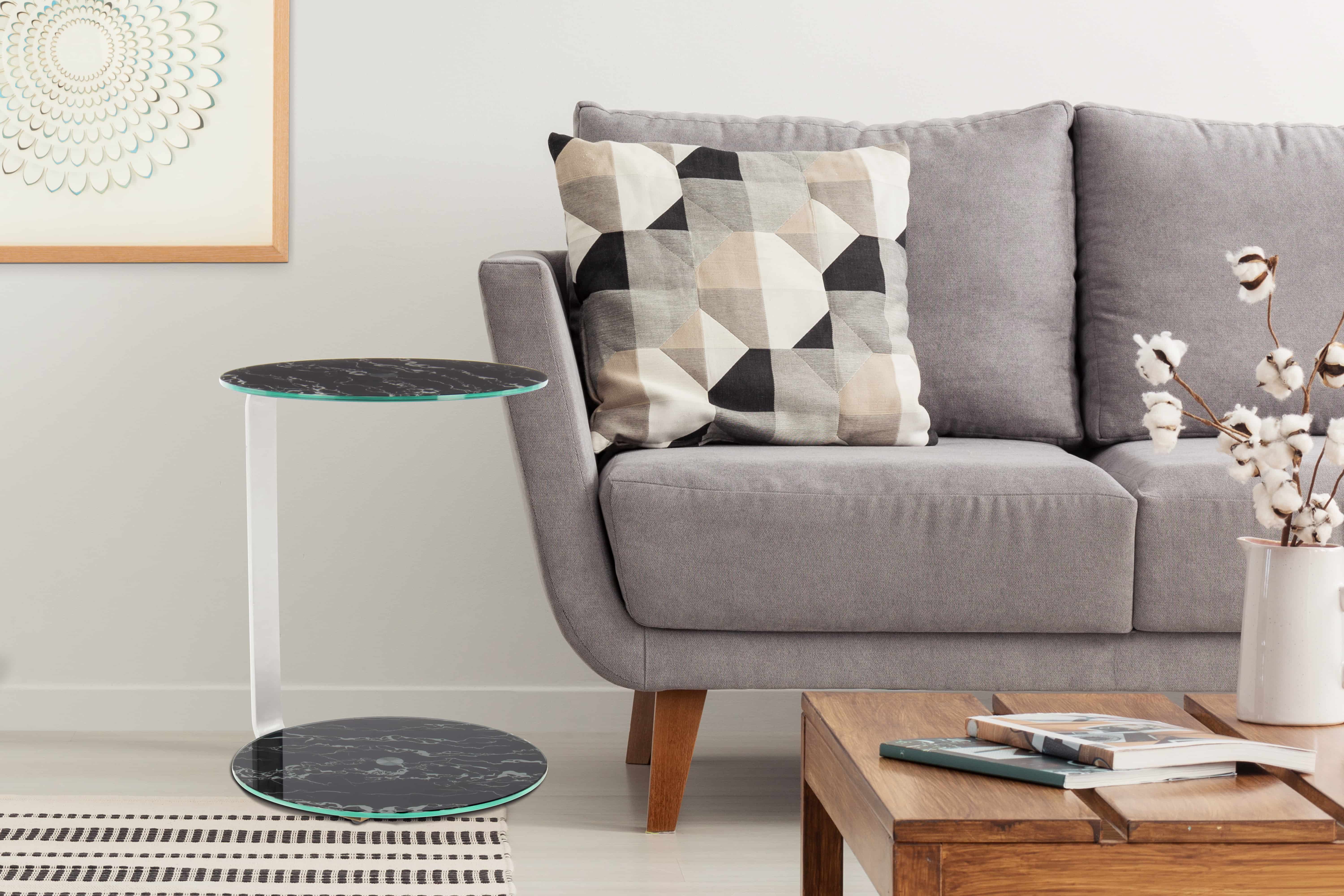 Beistelltisch Quentin 525 Silber / Schwarz Beistelltisch Quentin 525 Silber / Schwarz