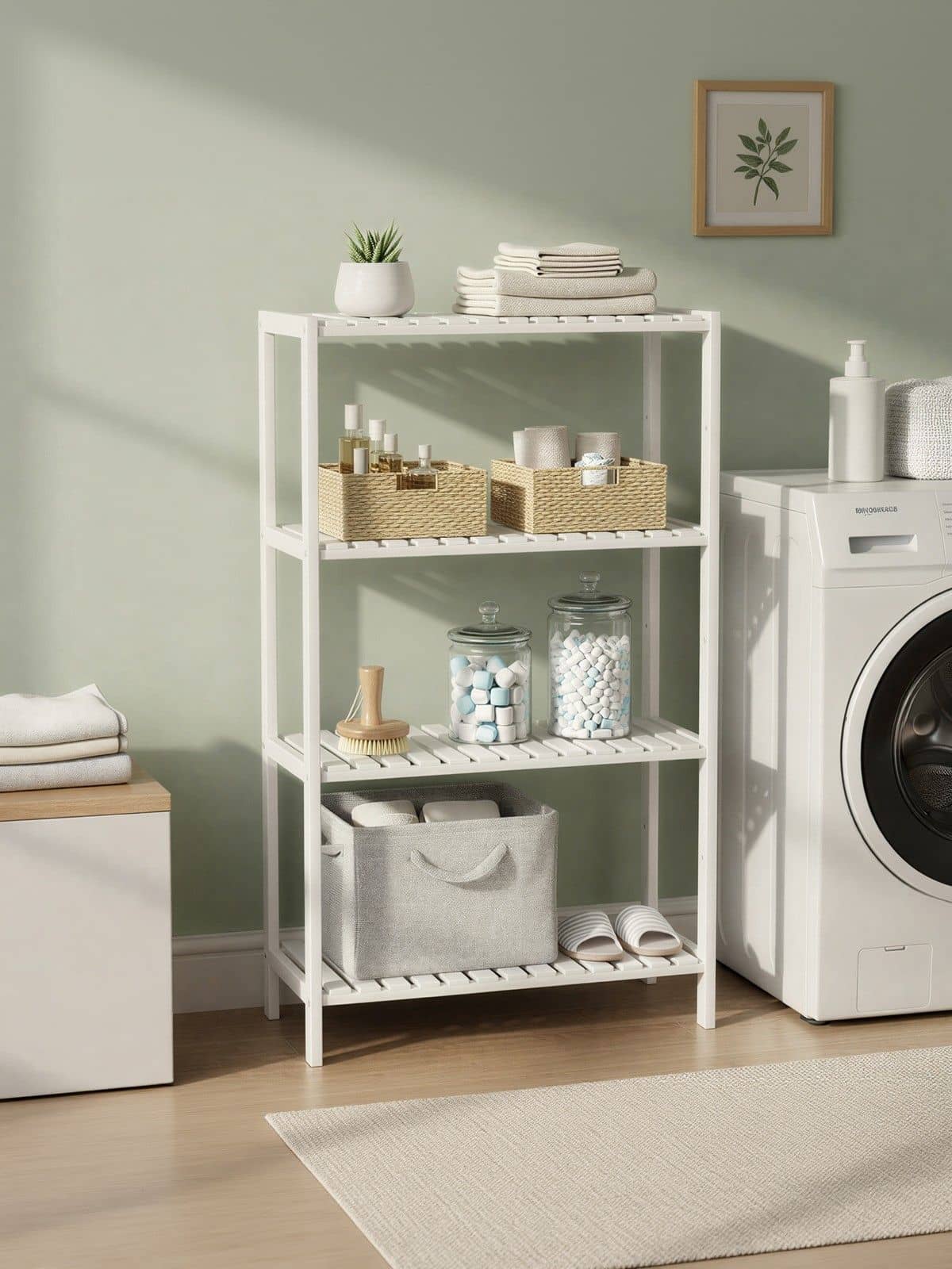 4-stöckiges Bambusregal, Aufbewahrungsregal, vielseitige 4-stöckiges Bambusregal, Aufbewahrungsregal, vielseitige