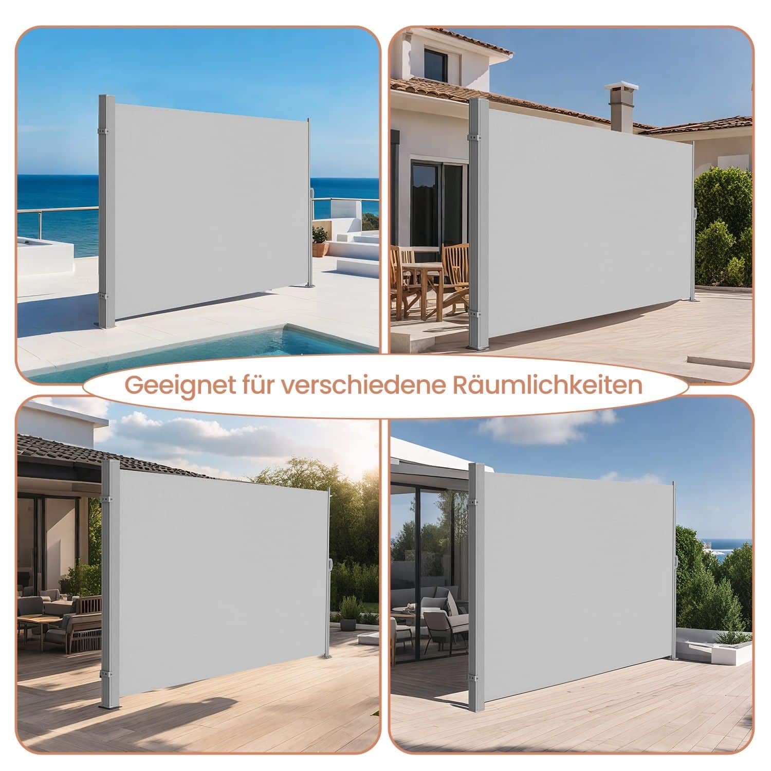 Seitenmarkise mit Stahl-Kasten, rostbeständig, ausziehbar Seitenmarkise mit Stahl-Kasten, rostbeständig, ausziehbar