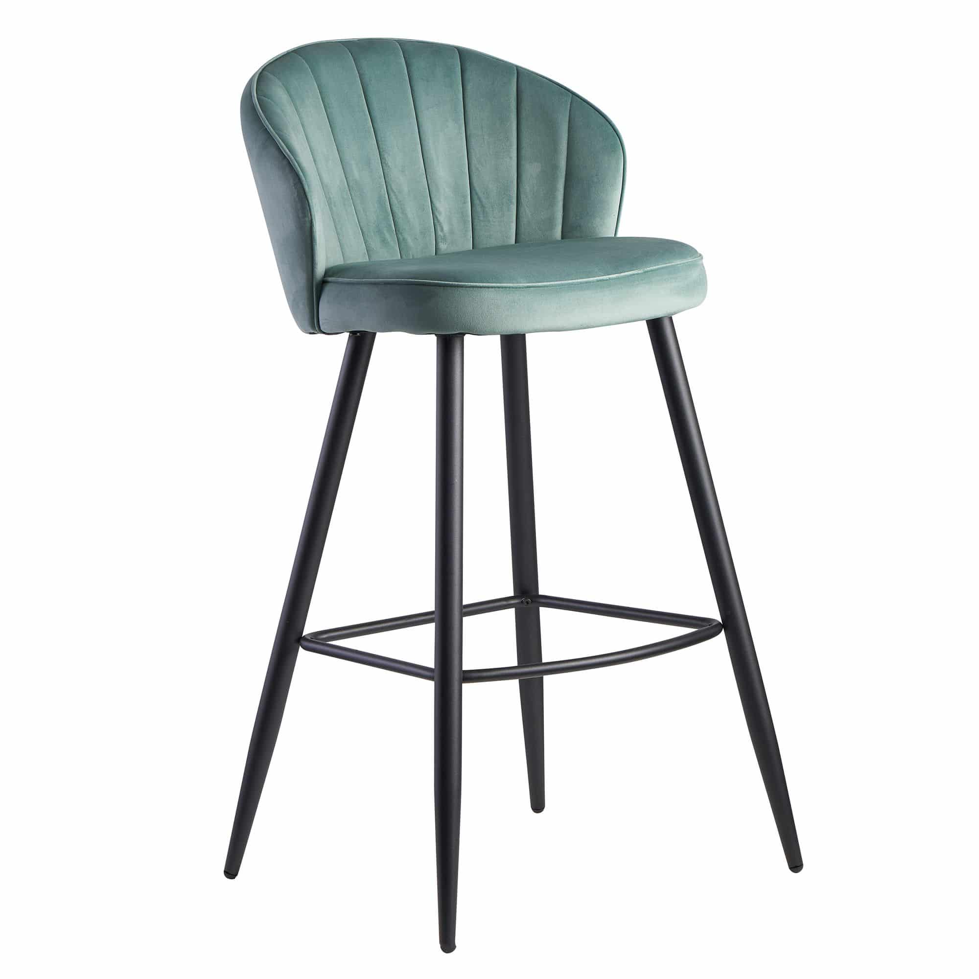 57414-Wohnling-Barhocker-Samt-hellgruen-mint-WL6-289-WL6-289_1 Barhocker Samt Hellgrün Hocker mit Lehne 56x102,5x52,5 cm