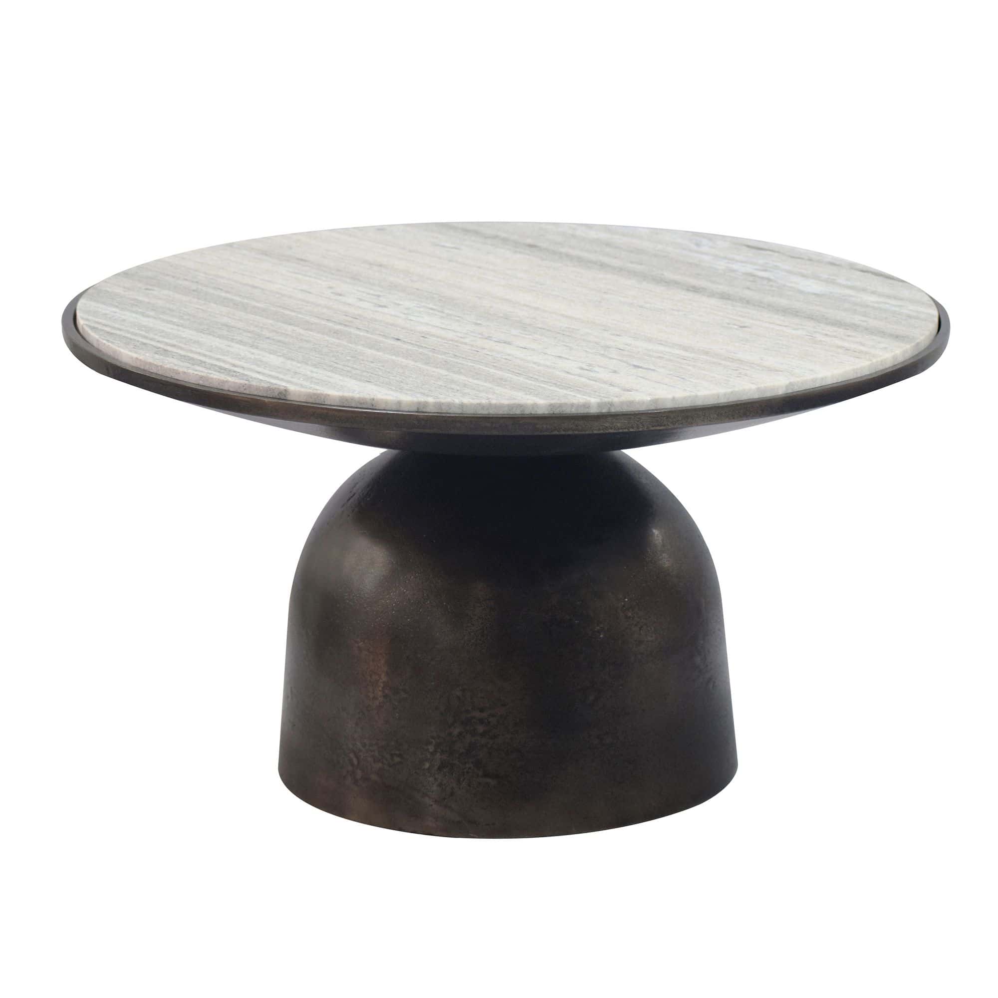 Couchtisch 60cm Aluminium mit weißer Marmor Tischplatte - Runder Wohnzimmertisch - Design Sofatisch - Moderner Loungetisch - Edler Beistelltisch Wohnzimmer Handmade