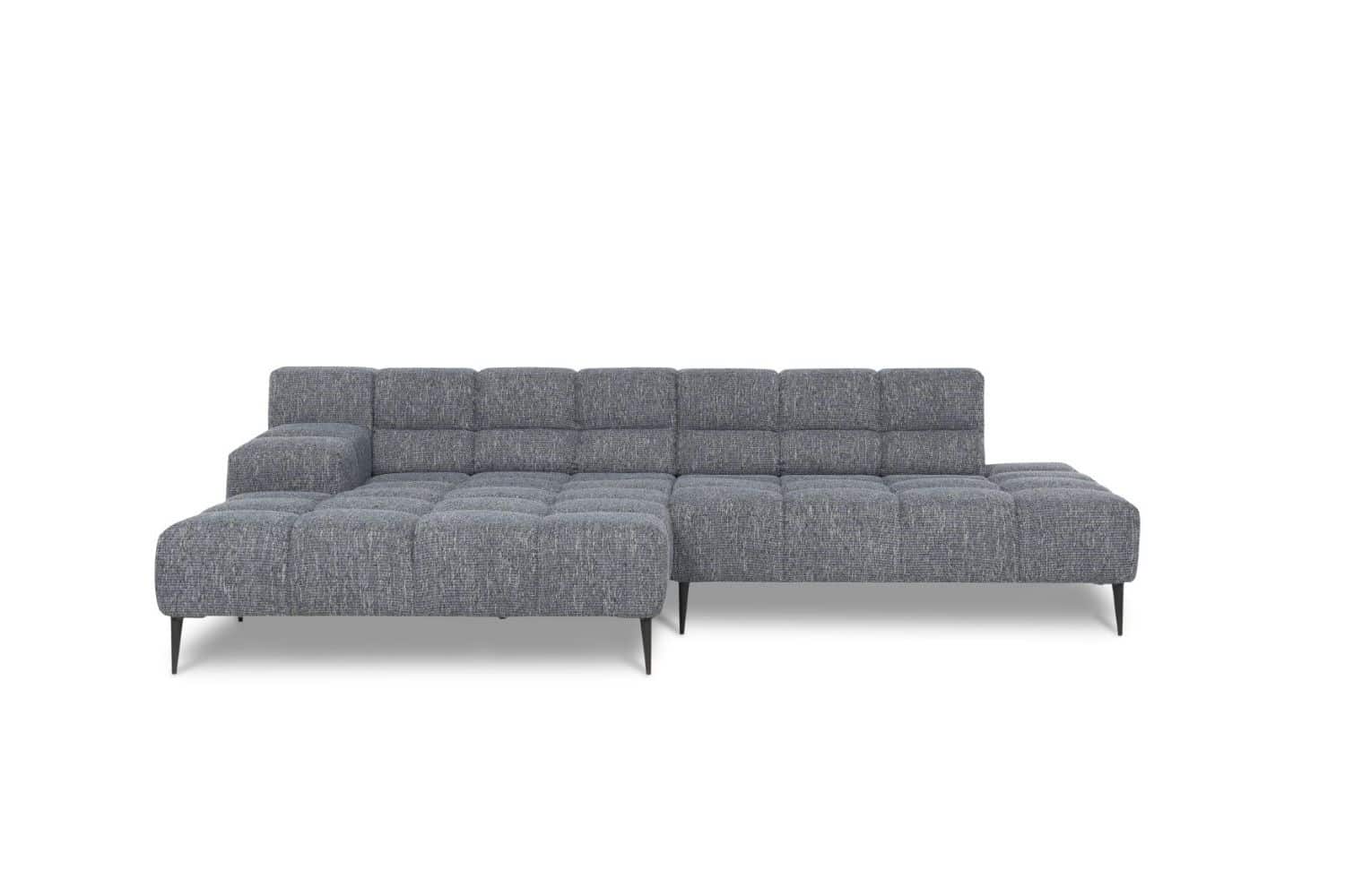Liam Ecksofa von designwerk – modernes Flachgewebe-Sofa mit Sitztiefenverstellung und Recamiere