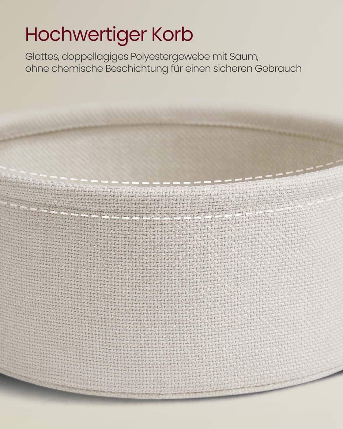 Couchtisch rund mit Korb aus Stoff naturbeige-cremeweiß Couchtisch rund mit Korb aus Stoff naturbeige-cremeweiß