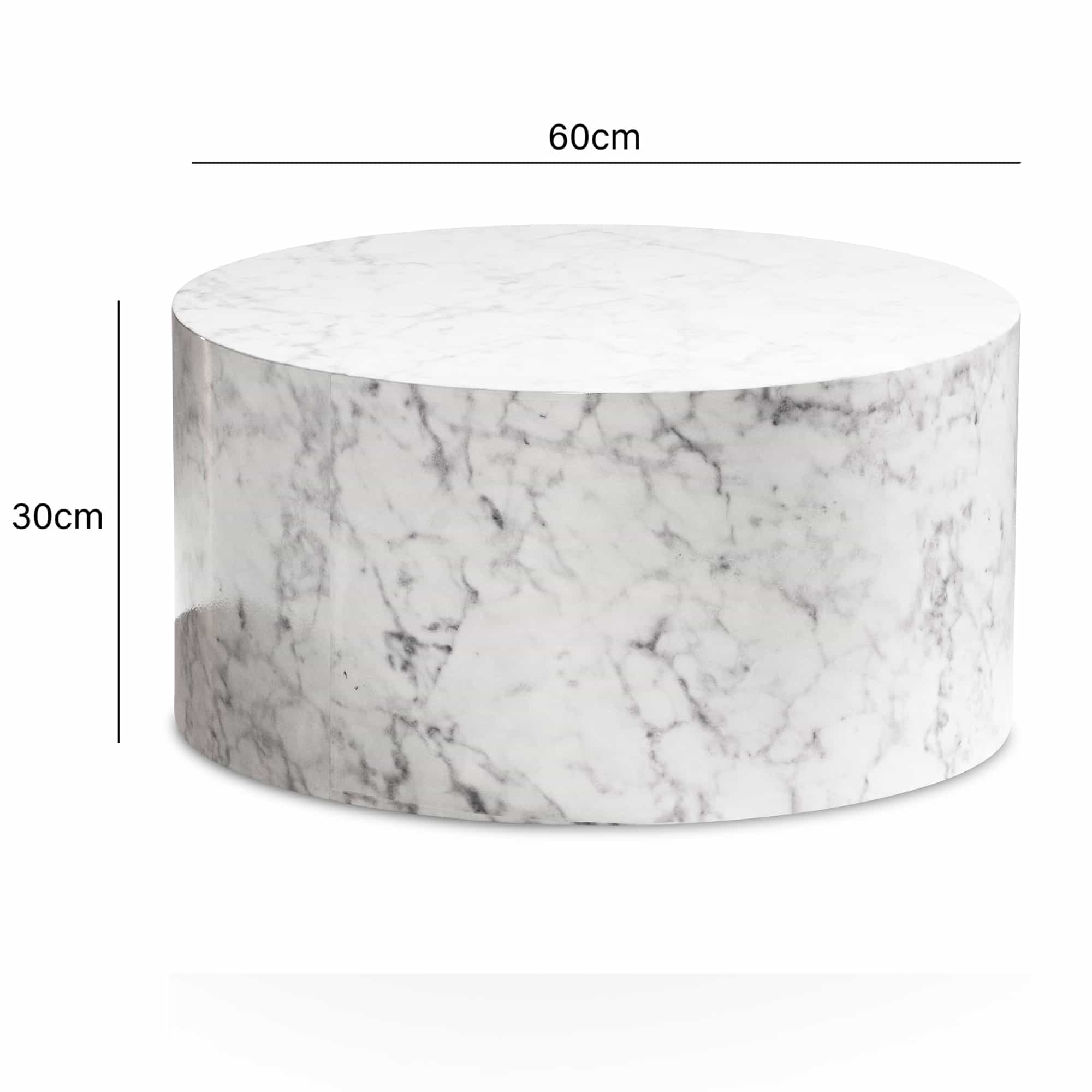 Couchtisch MONOBLOC 60x60x30 cm Weiß Hochglanz mit Marmor Optik Couchtisch MONOBLOC 60x60x30 cm Weiß Hochglanz mit Marmor Optik