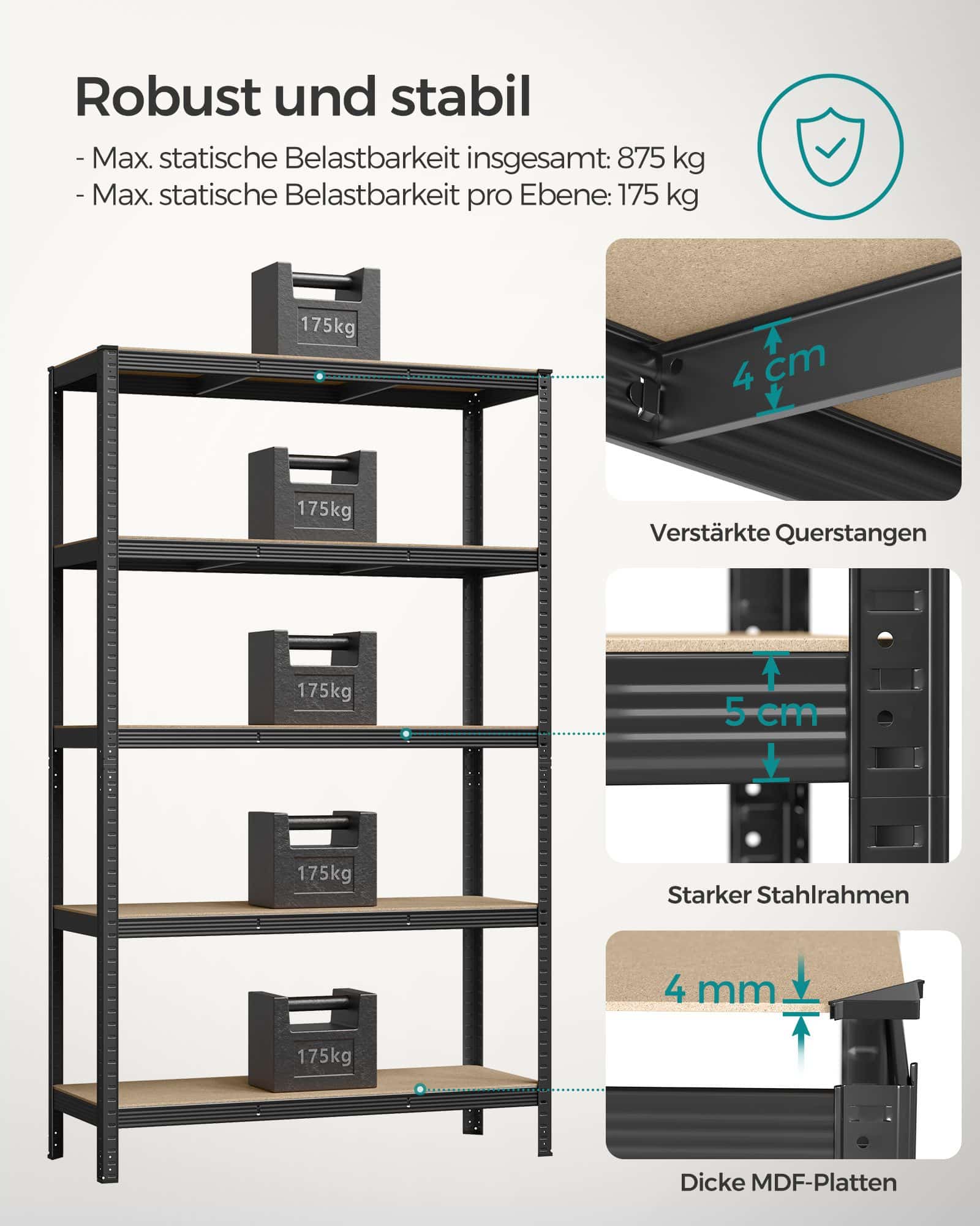 Schwerlastregal mit 5 Ebenen-B34GLR060B01 Schwerlastregal mit 5 Ebenen-B34GLR060B01