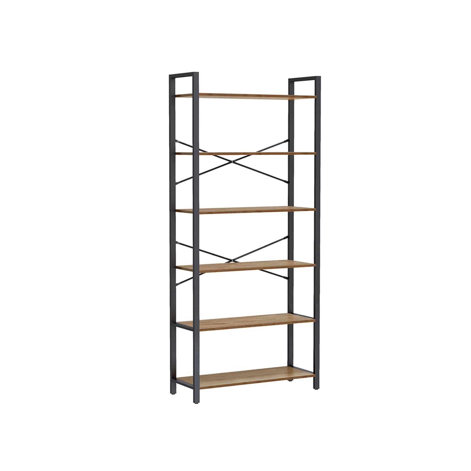Bücherregal 6 Ebenen 30 x 80 x 186 cm dunkelwalnussfarben-schwarz-LLS082B48 Bücherregal 6 Ebenen 30 x 80 x 186 cm dunkelwalnussfarben-schwarz-LLS082B48
