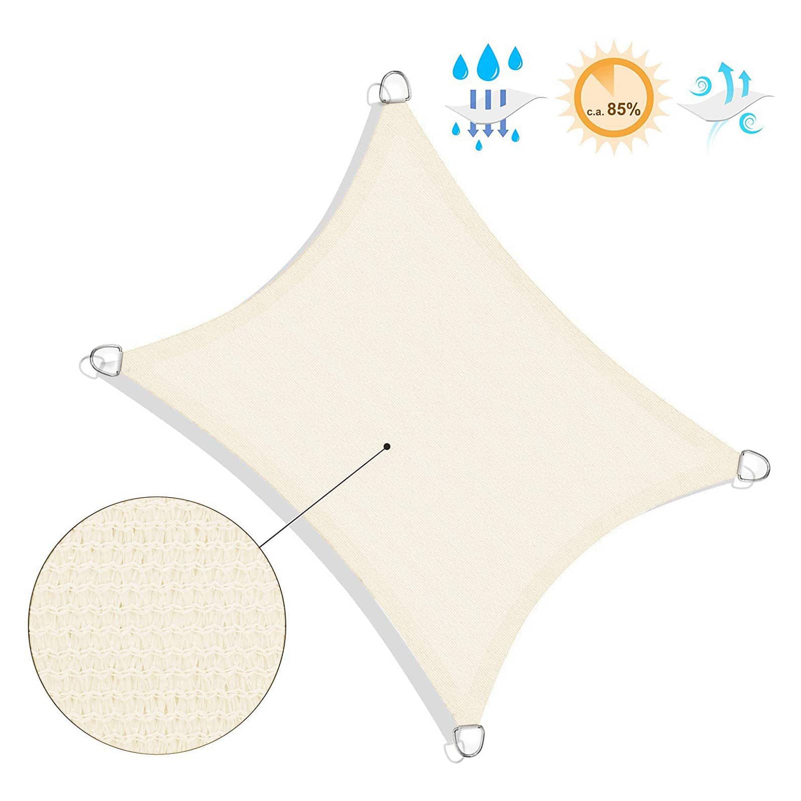 Sonnensegel Sonnenschutz UV-Schutz Beigeweiß-GSS35IVV1001 Sonnensegel Sonnenschutz UV-Schutz Beigeweiß-GSS35IVV1001