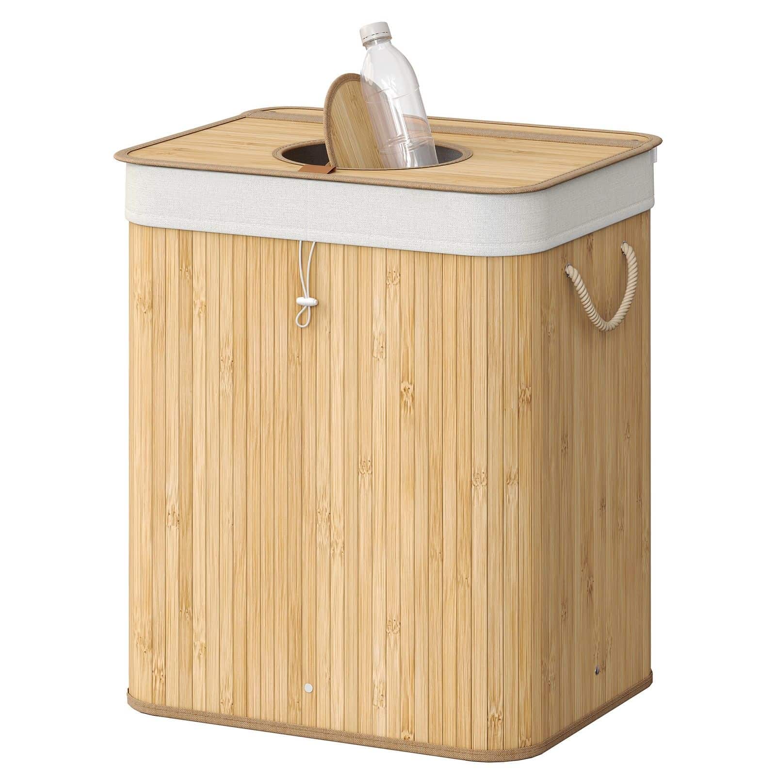 Pfandflaschen-Sammelbehälter, 95 L Pfandflaschen-Behälter, Bambus