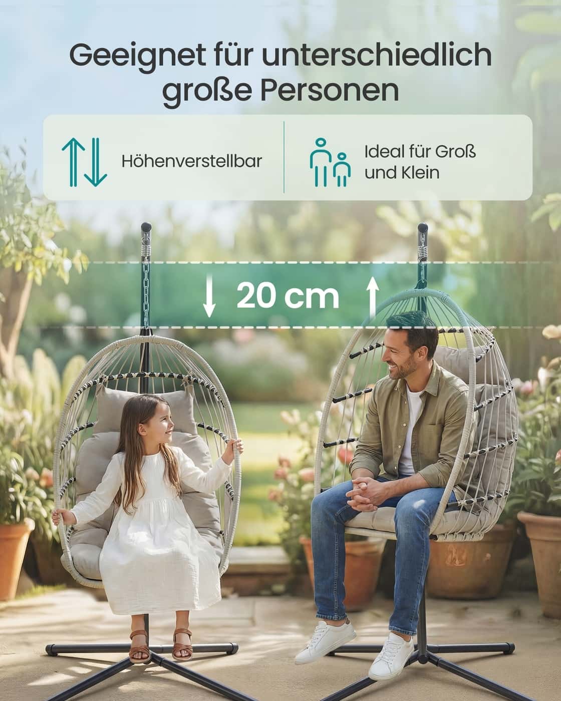 Hängesessel mit Gestell für entspannten Sitzkomfort weiß Hängesessel mit Gestell für entspannten Sitzkomfort weiß