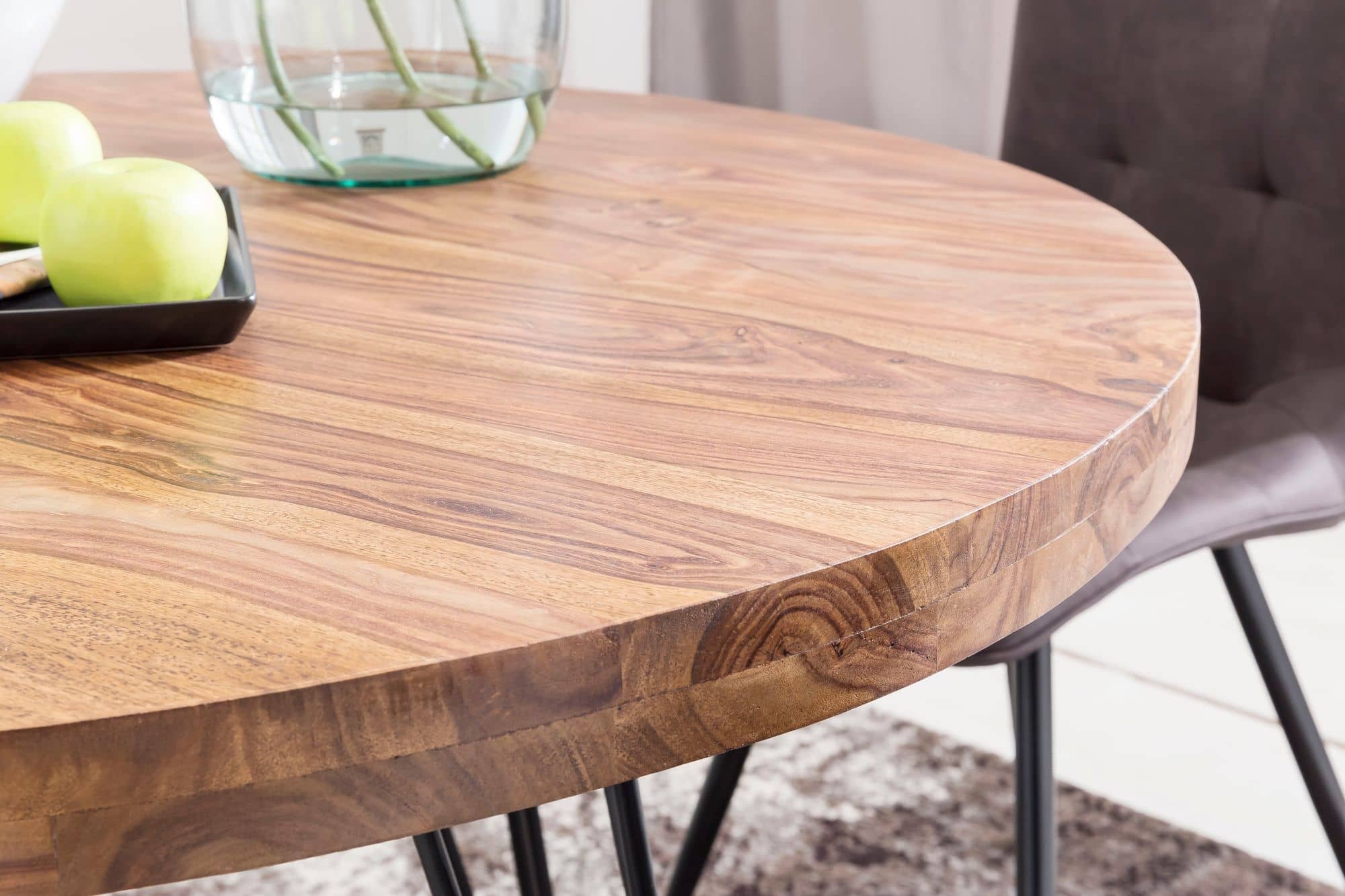 Design Esszimmertisch BAGLI rund Ø 120 x 78 cm Sheesham Massiv-Holz Design Esszimmertisch BAGLI rund Ø 120 x 78 cm Sheesham Massiv-Holz
