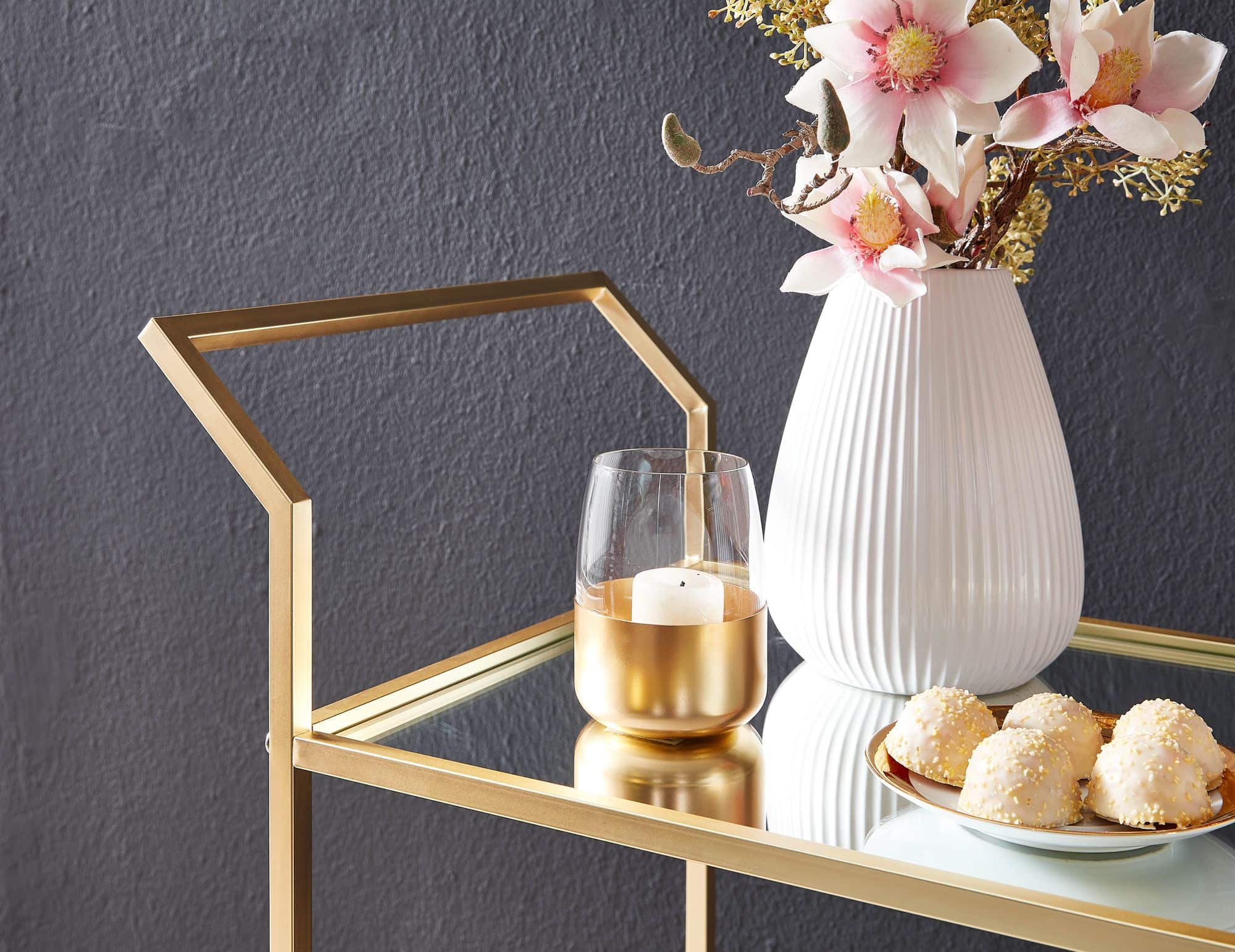 64458-Wohnling-Servierwagen-gold-71x37x78-5-cm-WL6-505-WL6-505_2 Design Servierwagen Gold 73x78x37 cm Küchenwagen Glas / Metall