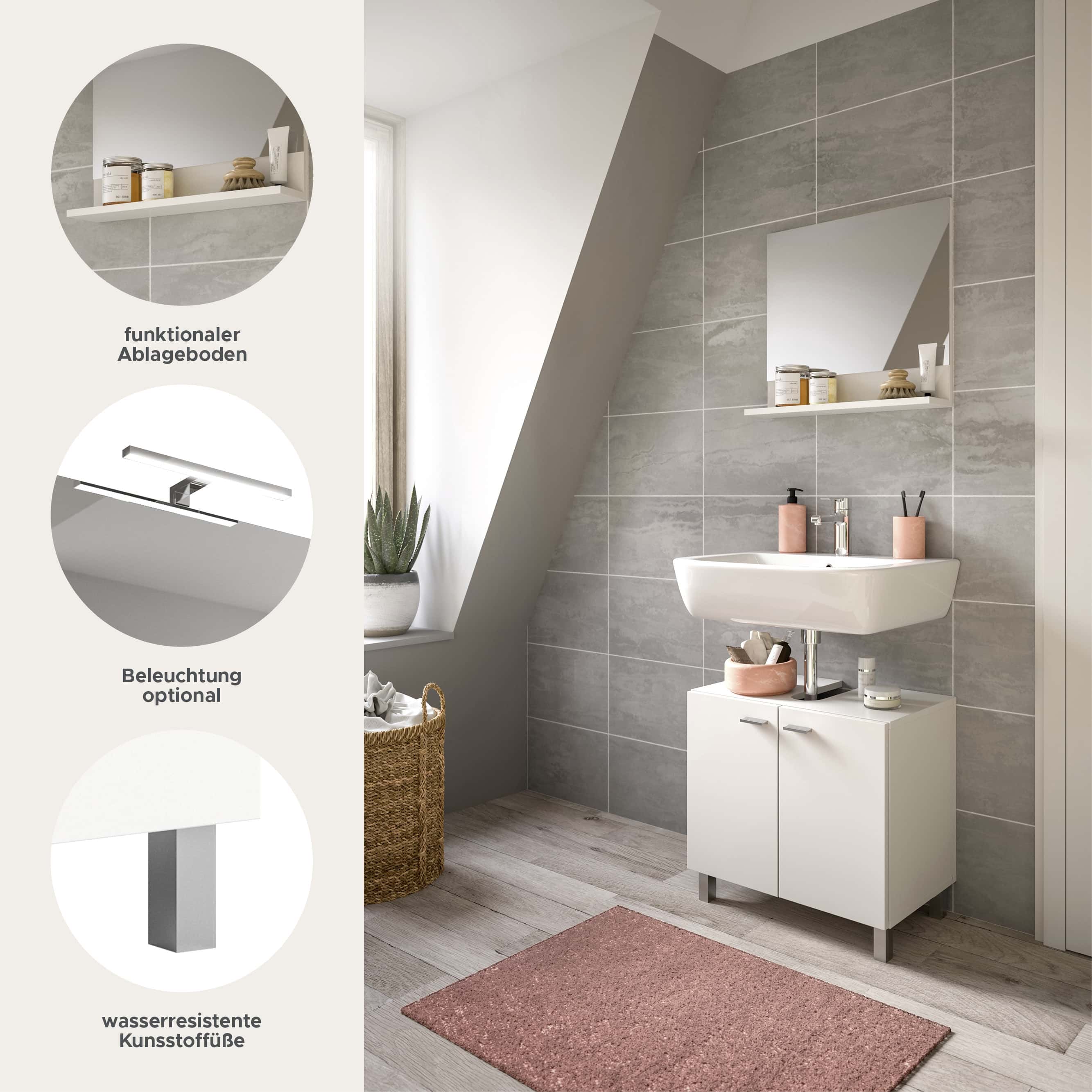 Boston Waschbeckenunterschrank + Spiegel