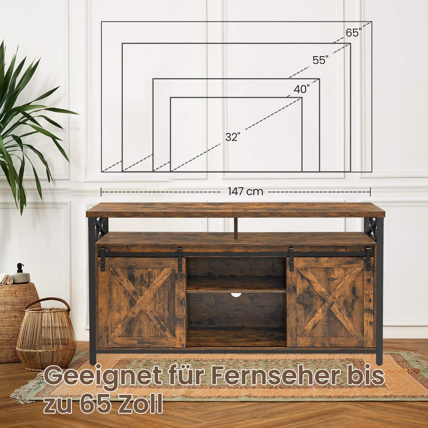 TV-Schrank Landhausstil vintagebraun-schwarz TV-Schrank Landhausstil vintagebraun-schwarz