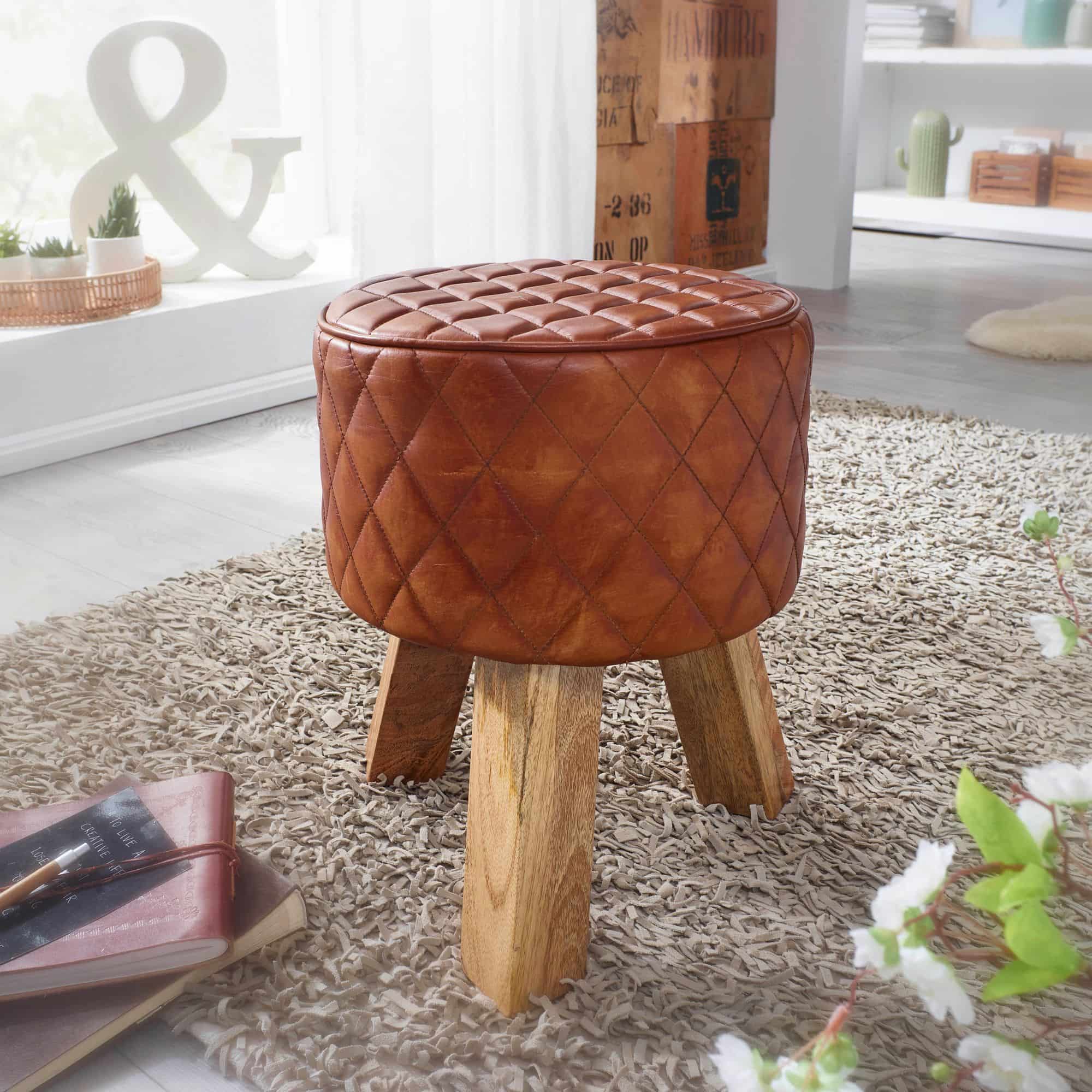 52641-WOHNLING-Sitzhocker-40x40x45-cm-WL6-090-WL6-090_1KIoT0gLOm7cRO Exklusiver Rautenmuster-Sitzhocker in edlem Design
