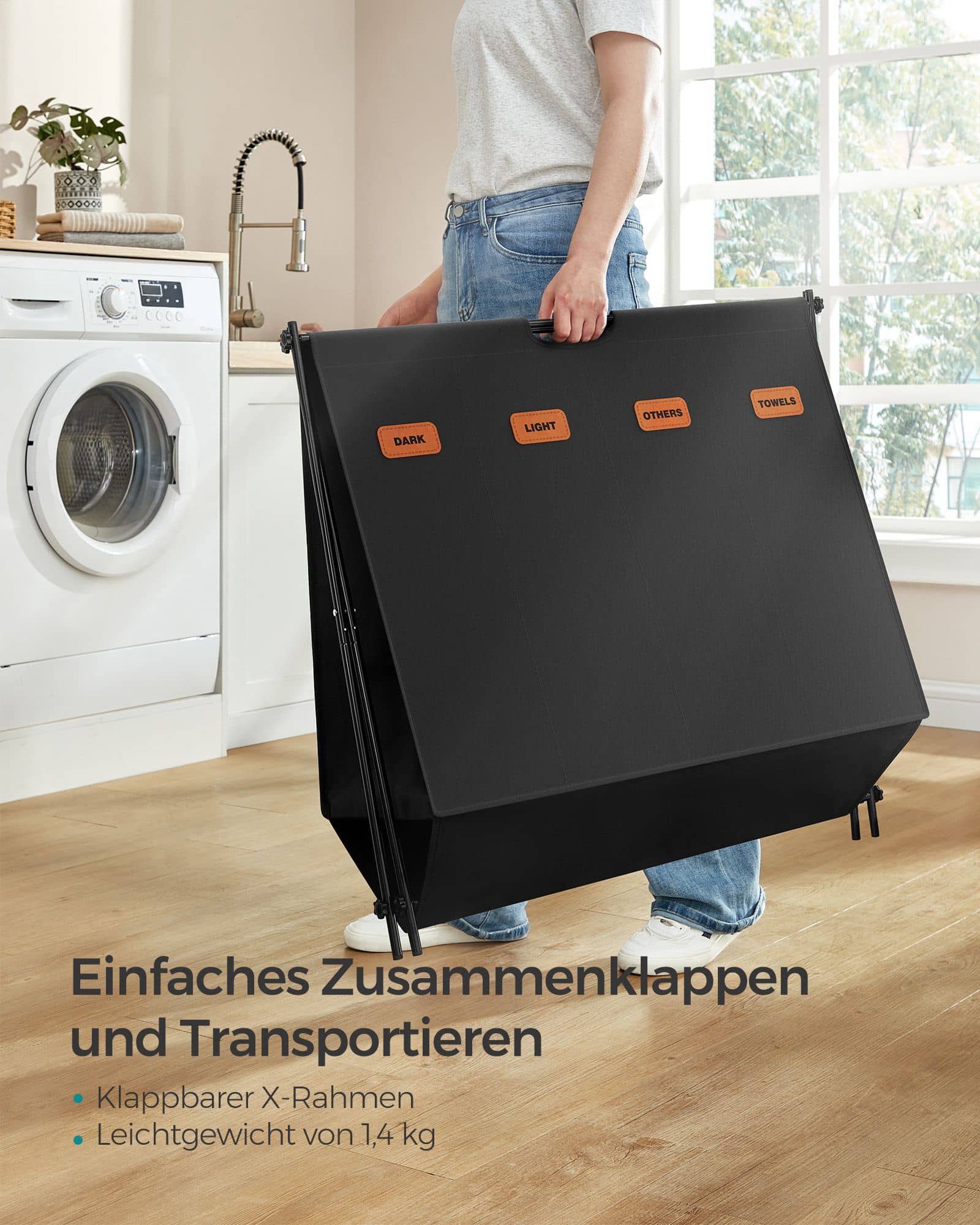 Wäschekorb 155 Liter mit 4 Fächern tintenschwarz Wäschekorb 155 Liter mit 4 Fächern tintenschwarz