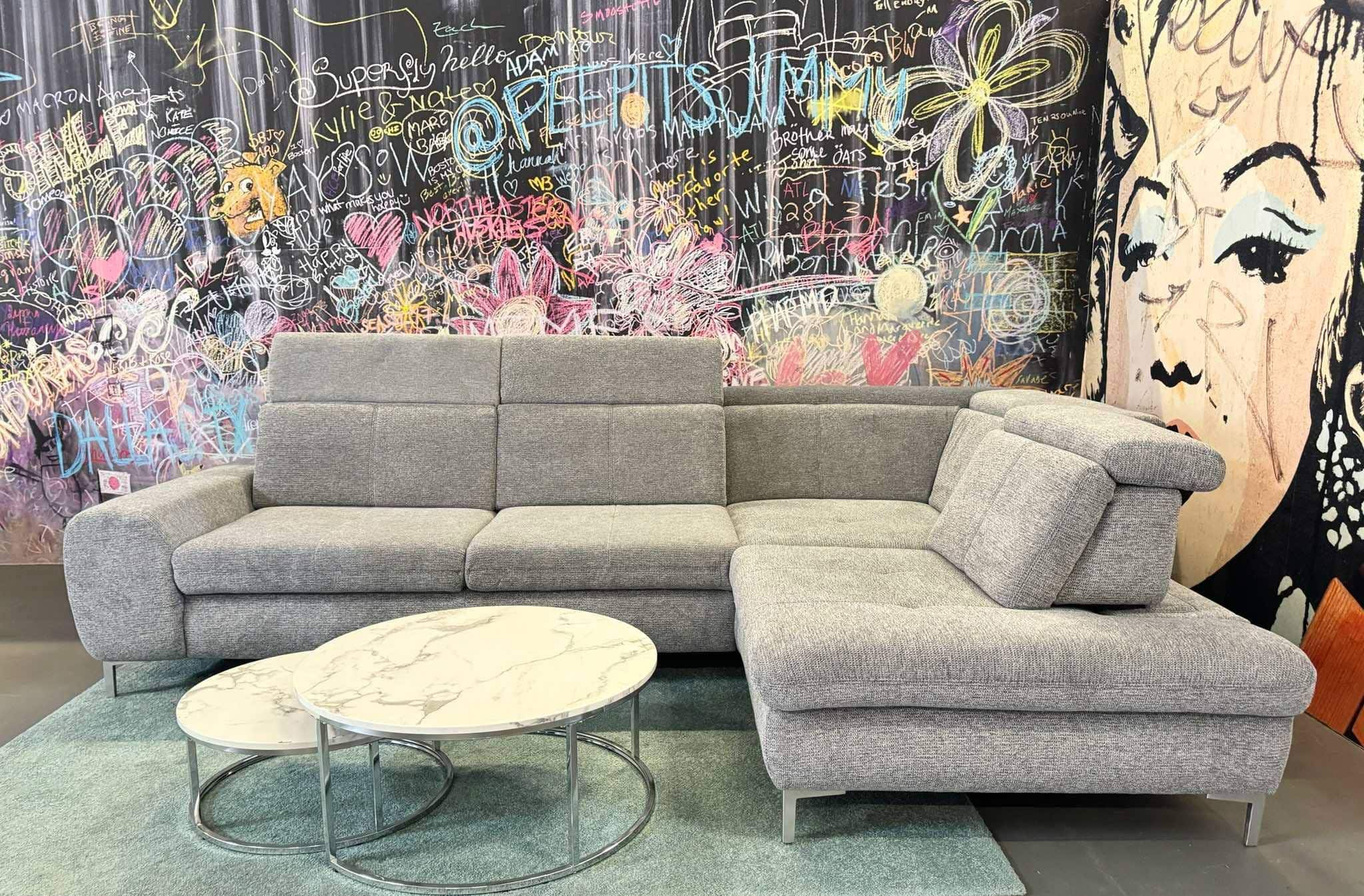 Sofa Norderney Grau 310x210 cm mit Sitztiefenverstellung & Federkern Sofa Norderney Grau 310x210 cm mit Sitztiefenverstellung & Federkern