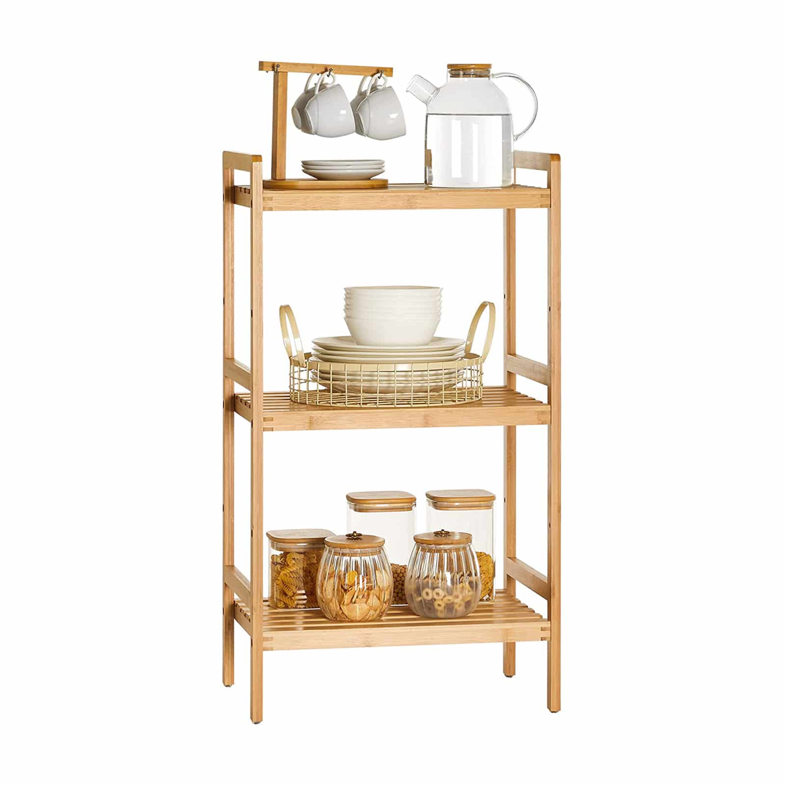 Bambusregal mit 3 Ebenen Naturfarbe-BCB073N01 Bambusregal mit 3 Ebenen Naturfarbe-BCB073N01