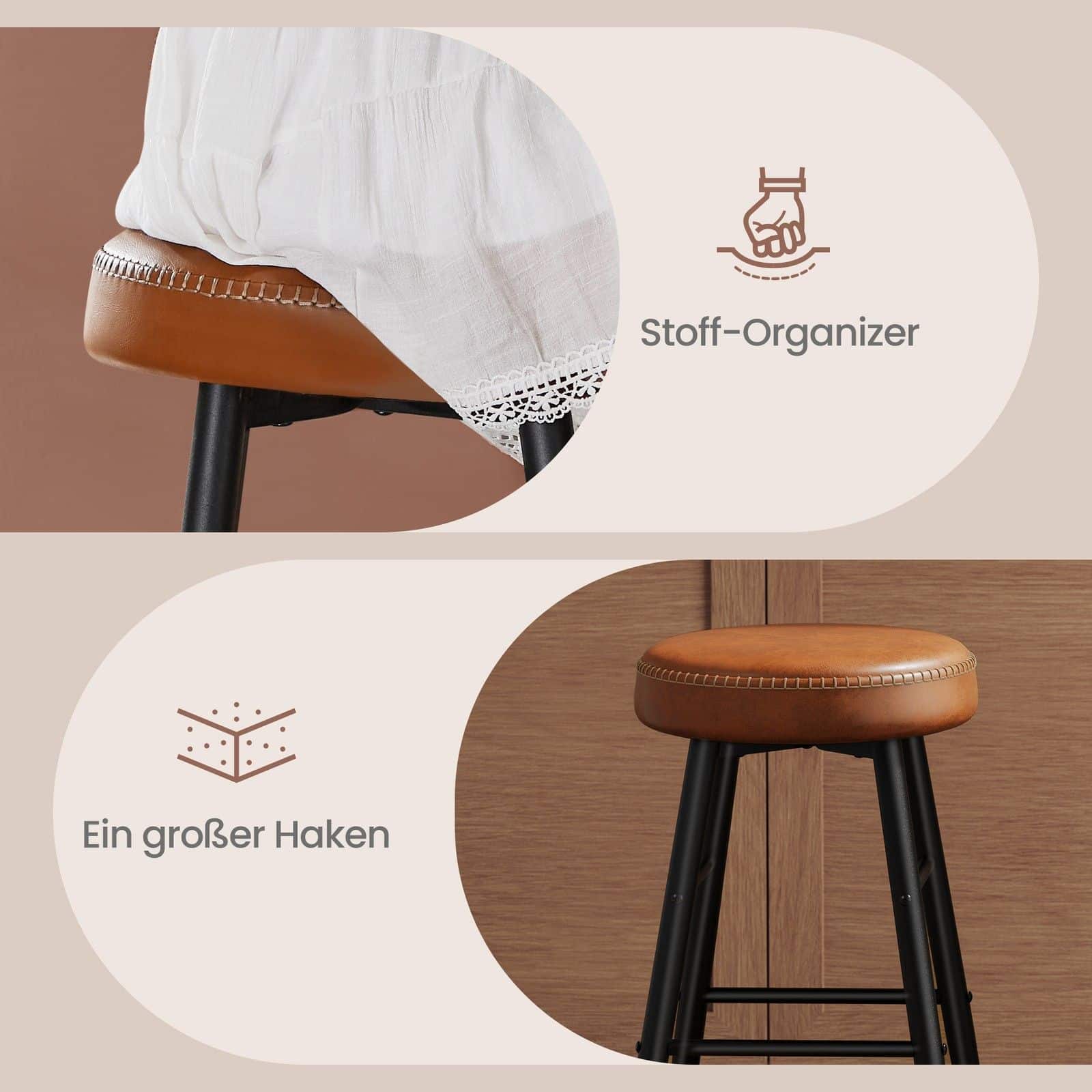 Barhocker 2er Set, Thekenhocker, Küchenstuhl