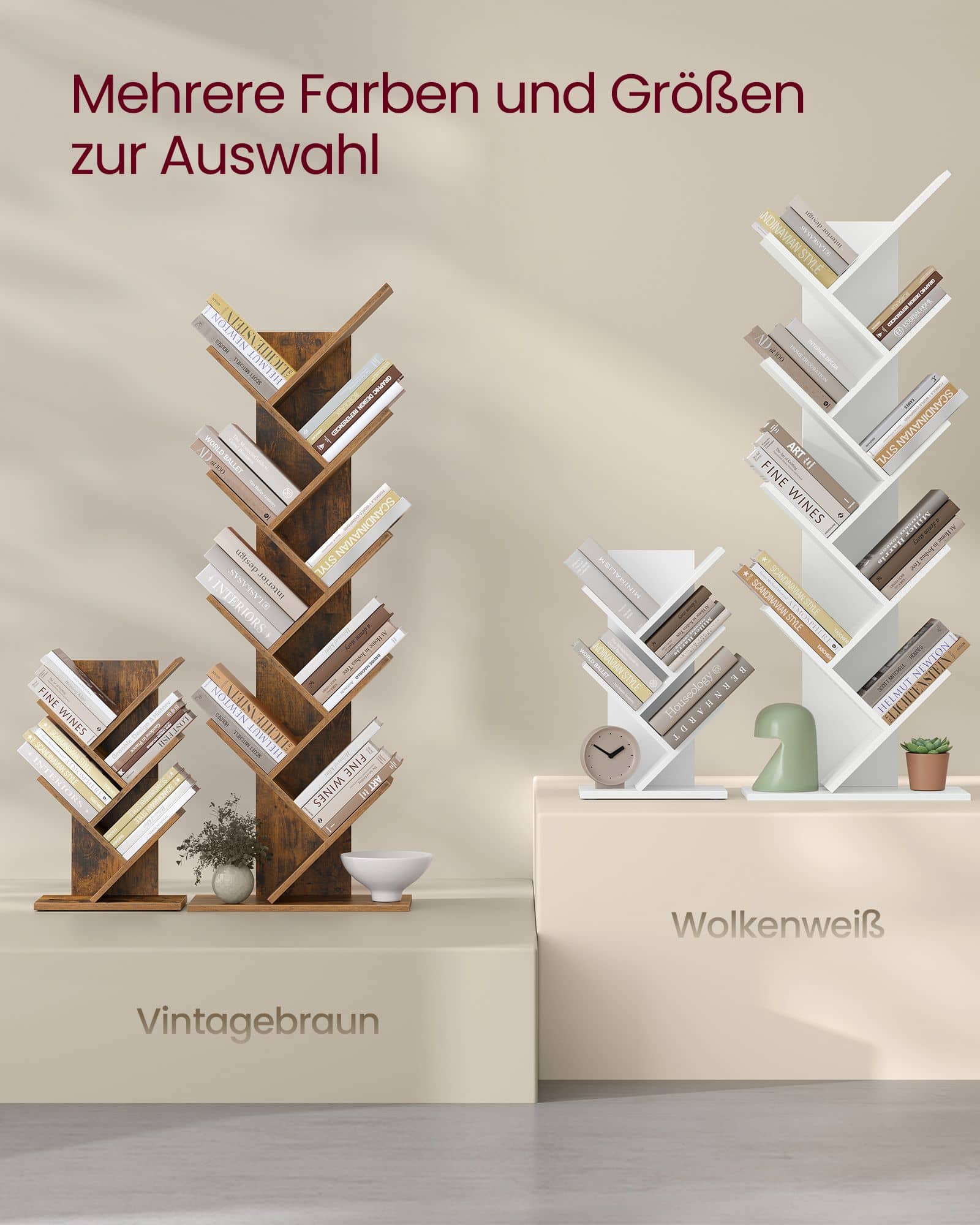 Bücherregal Baumform platzsparend wolkenweiß Bücherregal Baumform platzsparend wolkenweiß