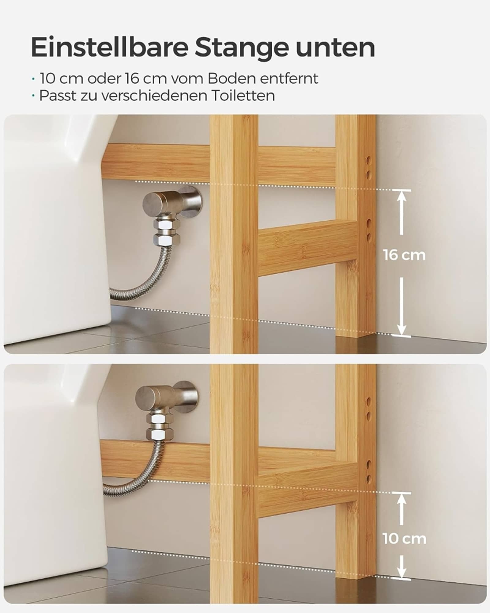 Toilettenregal 3-stöckig aus Bambus verstellbar naturfarben-BTS001N01 Toilettenregal 3-stöckig aus Bambus verstellbar naturfarben-BTS001N01