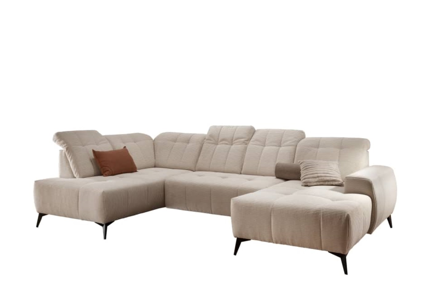 Cord Wohnlandschaft beige mit Elektrofunktion - Sano Cord Wohnlandschaft beige mit Elektrofunktion - Sano