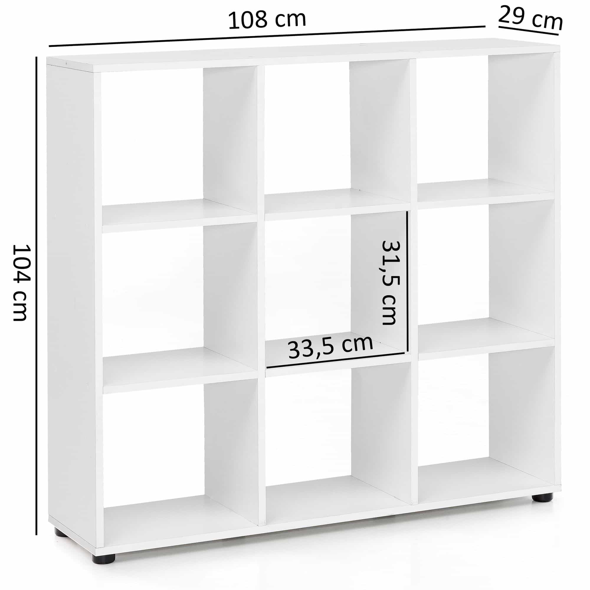 45769-WOHNLING-Design-Buecherregal-ZARA-mit-9-Fae_2 Design Bücherregal mit 9 Fächern Weiß 108 x 104 x 29 cm