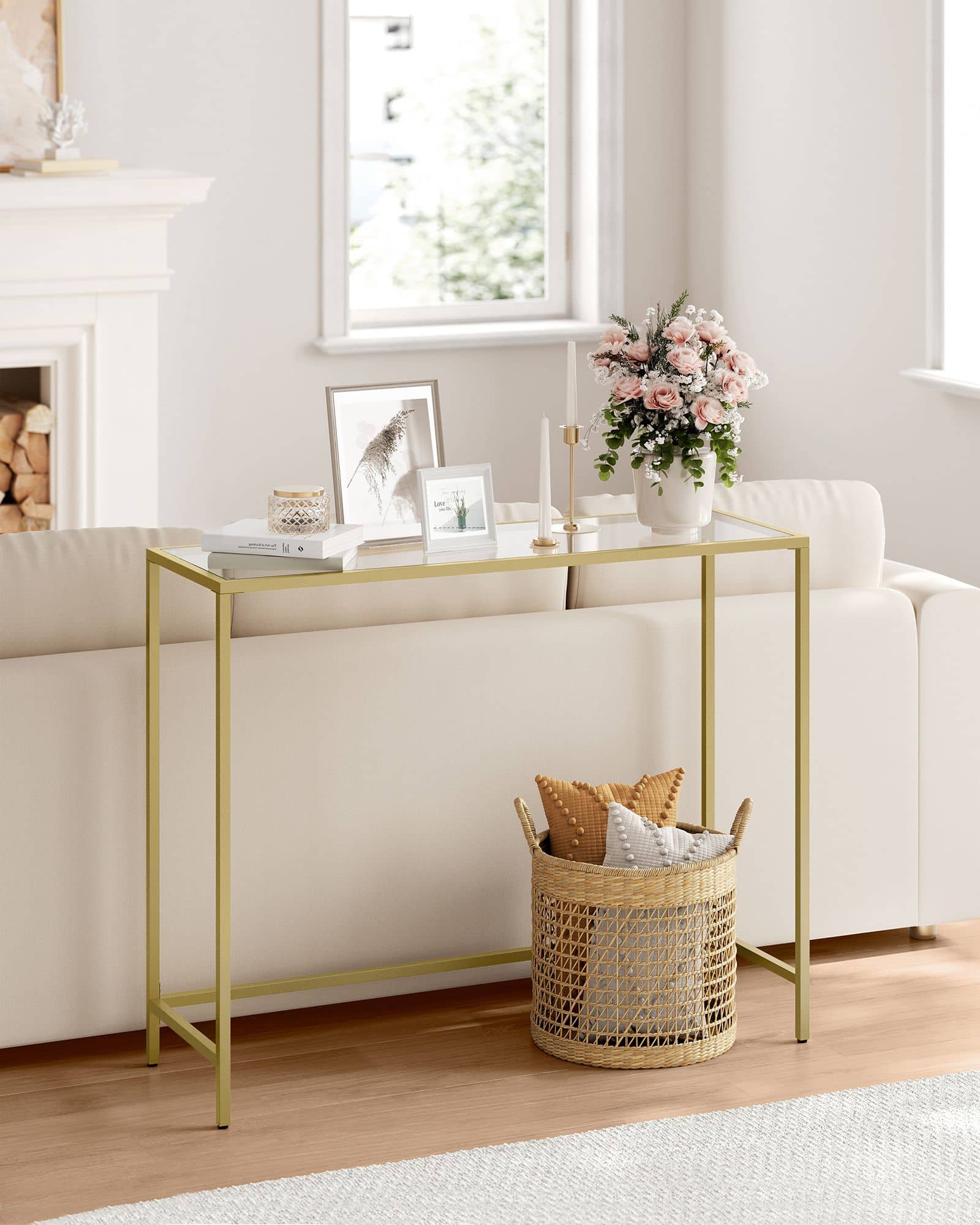 Konsolentisch aus Hartglas und Metall modern