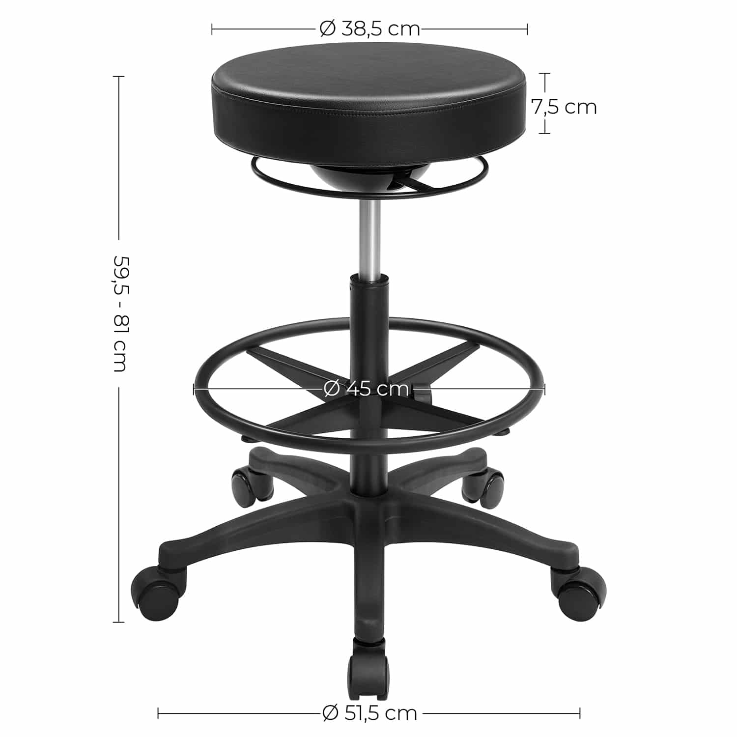 Bürohocker 59,5-81 cm schwarz-OSC007B01 Bürohocker 59,5-81 cm schwarz-OSC007B01