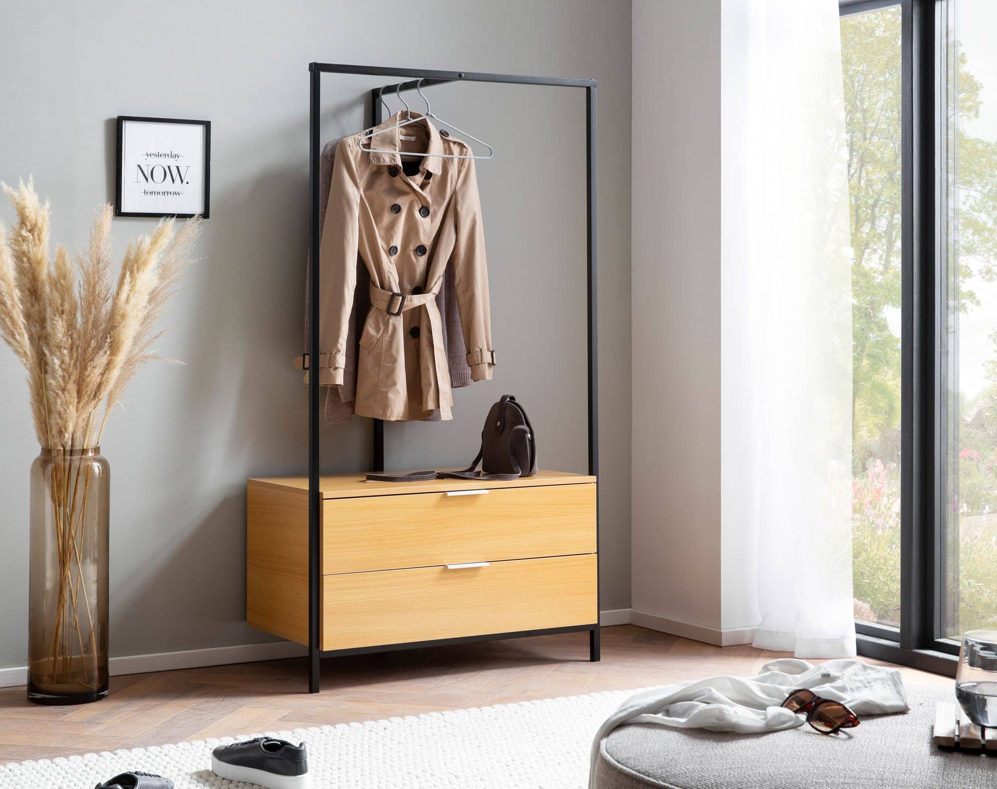 Garderobe Eiche-Dekor 152x85x44 cm Flurgarderobe Modern Garderobe Eiche-Dekor 152x85x44 cm Flurgarderobe Modern