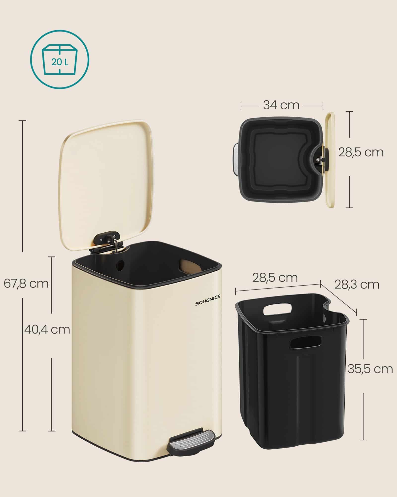 Mülleimer 20 L aus Stahl – Sandbeige Mülleimer 20 L aus Stahl – Sandbeige