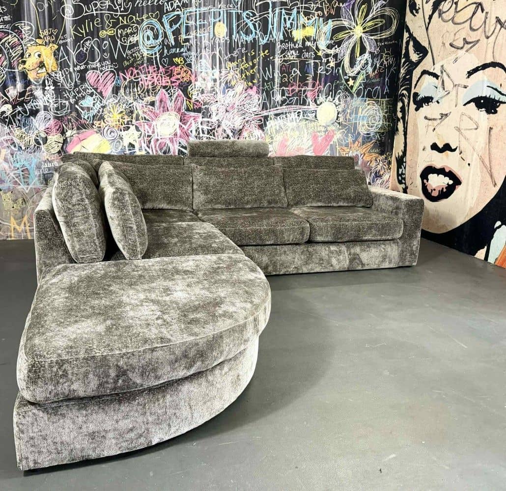 Sofa Grazia Grau Braun XXL mit Kissen – Myhomelando