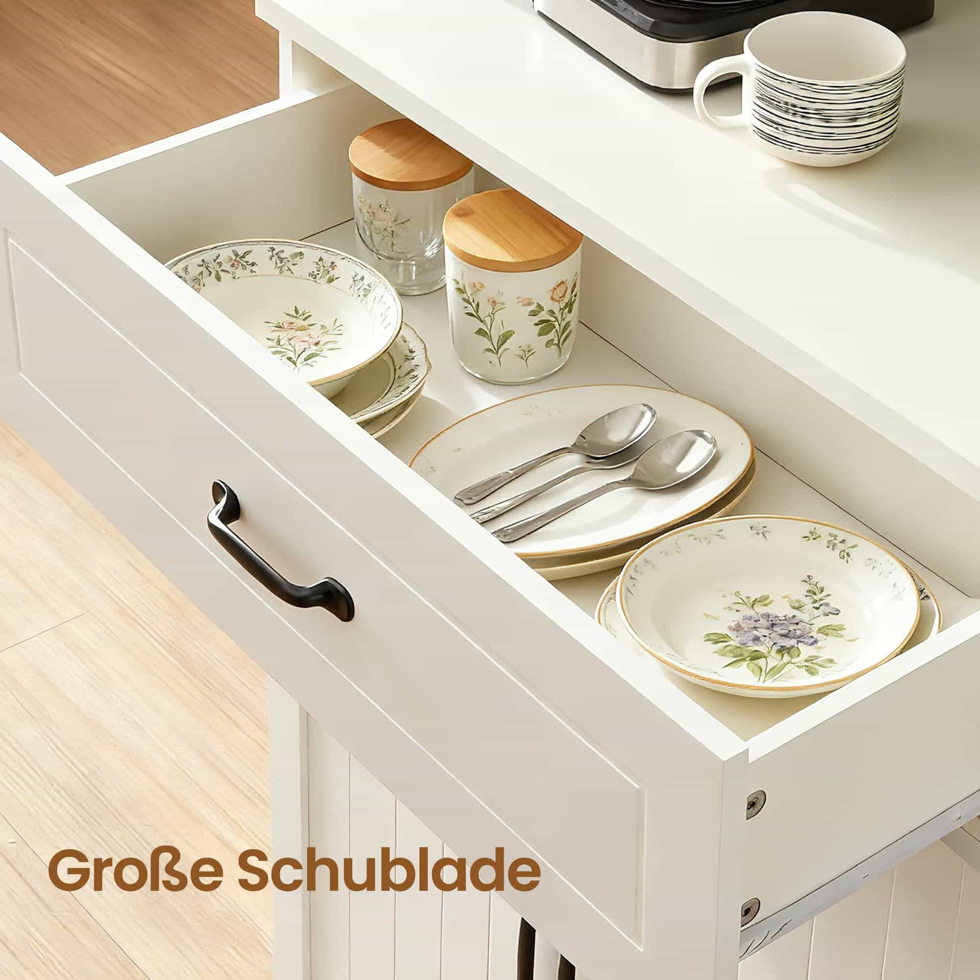 Aufbewahrungsschrank, Küchenschrank mit Glastüren, verstellbaren Ablagen