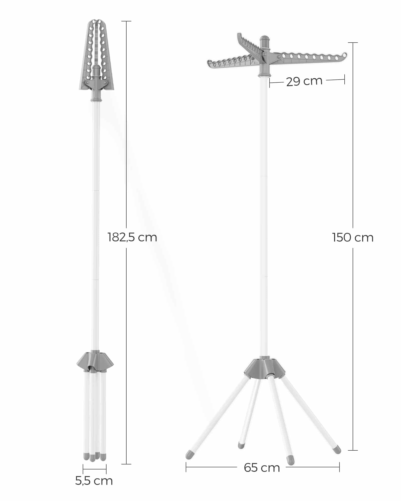 Wäscheständer mit 3 drehbaren Armen und 4 Beinen grau-weiß Wäscheständer mit 3 drehbaren Armen und 4 Beinen grau-weiß