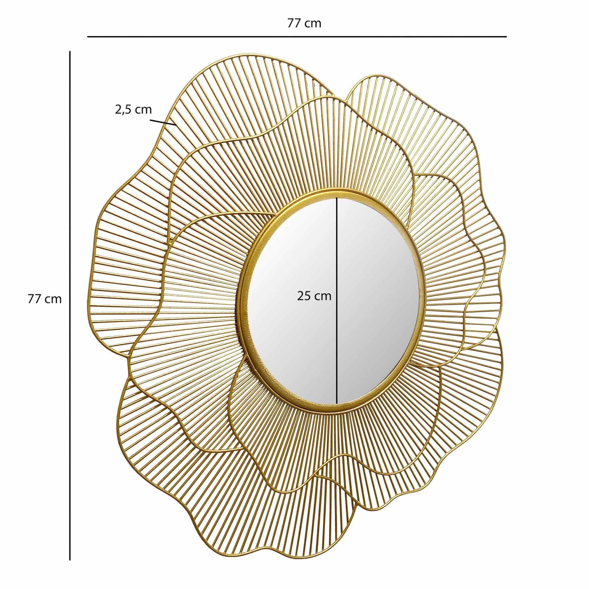 Wandspiegel Rose 77 cm Metall Design Hängespiegel Gold Wandspiegel Rose 77 cm Metall Design Hängespiegel Gold