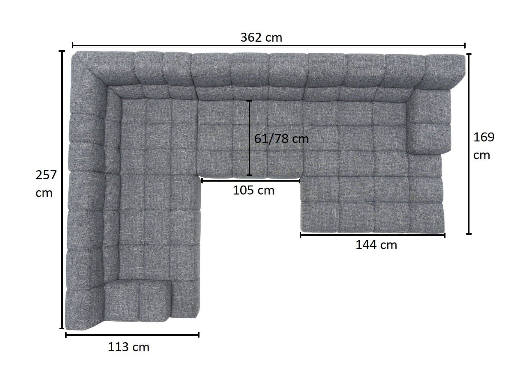 Wohnlandschaft Liam von designwerk – moderne Flachgewebe-Wohnlandschaft mit Sitztiefenverstellung