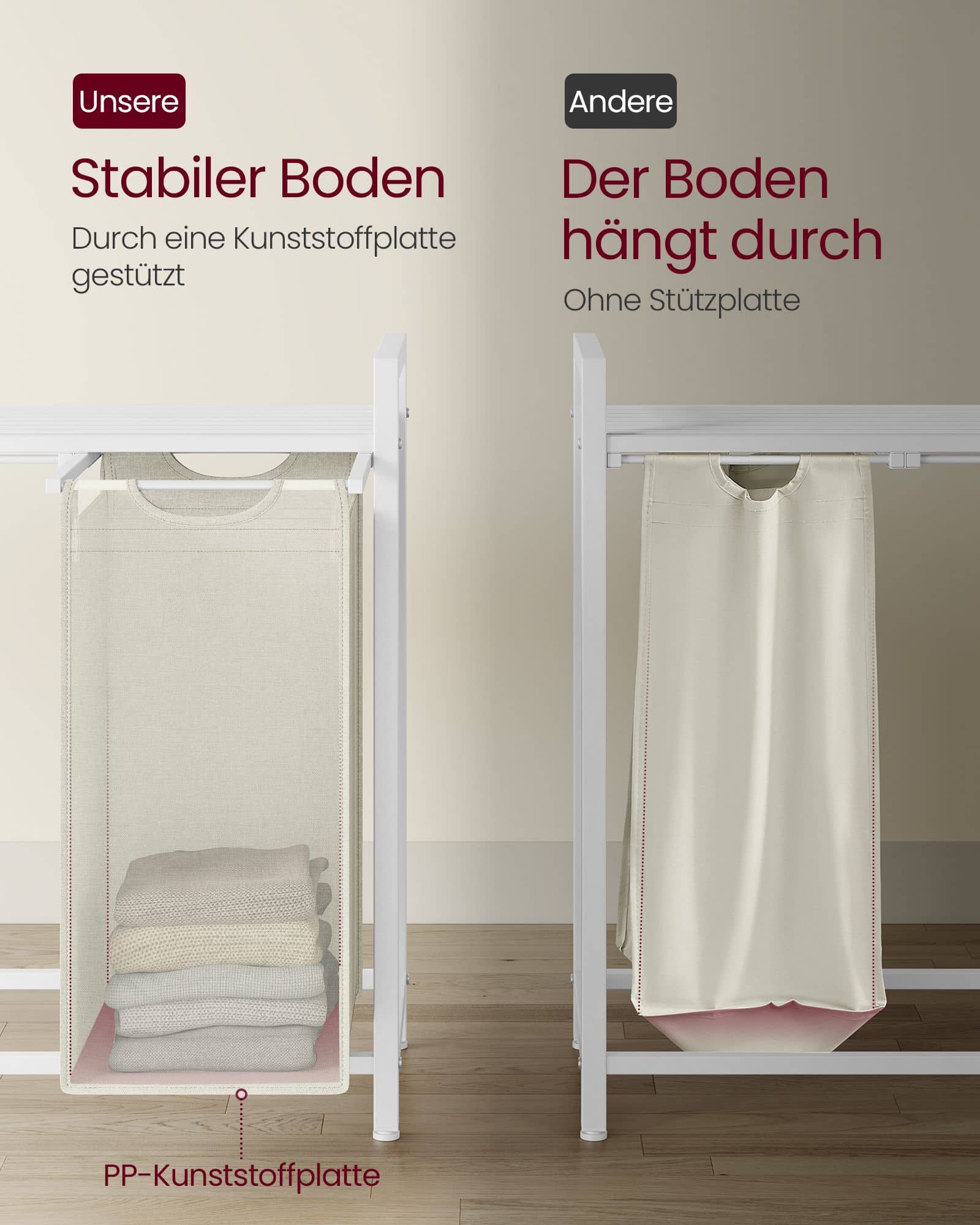 Wäschekorb 4 Fächer, Wäschesammler mit Ablage, Wäschebox Wäschekorb 4 Fächer, Wäschesammler mit Ablage, Wäschebox