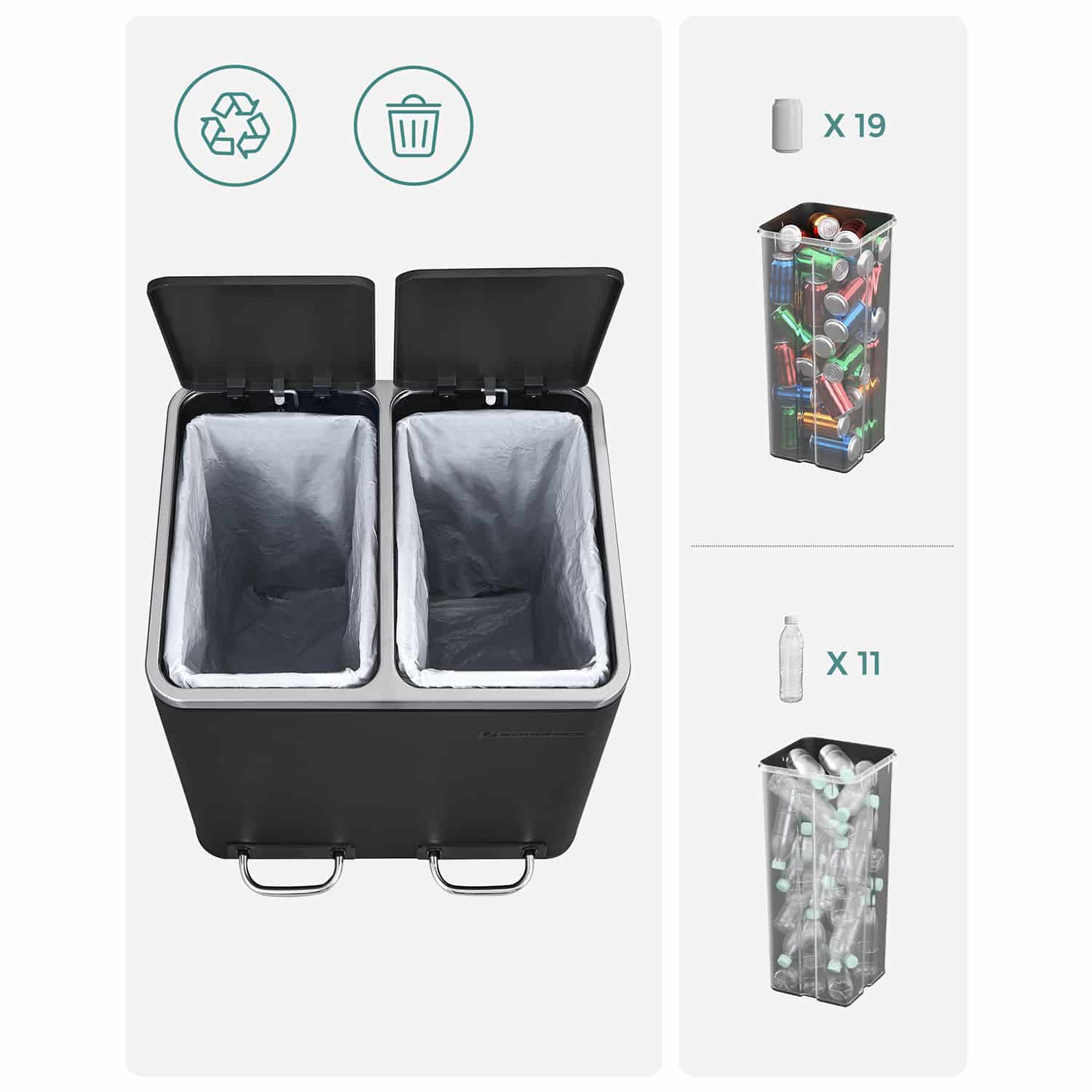 Mülleimer 30 L Schwarz-B34LTB30BK Mülleimer 30 L Schwarz-B34LTB30BK
