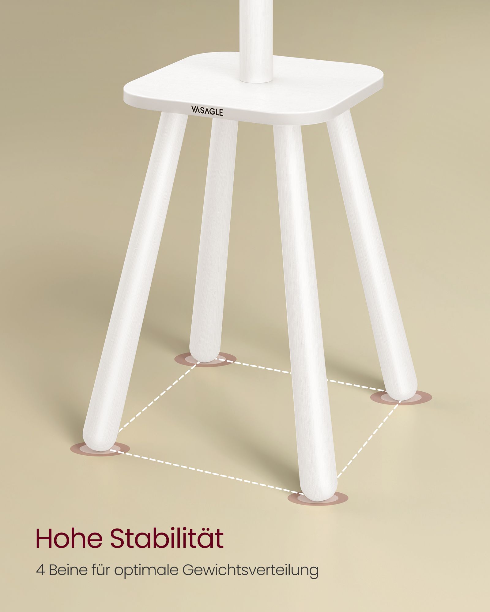 Kleiderständer mit 8 Haken und Ablagefläche wolkenweiß Kleiderständer mit 8 Haken und Ablagefläche wolkenweiß