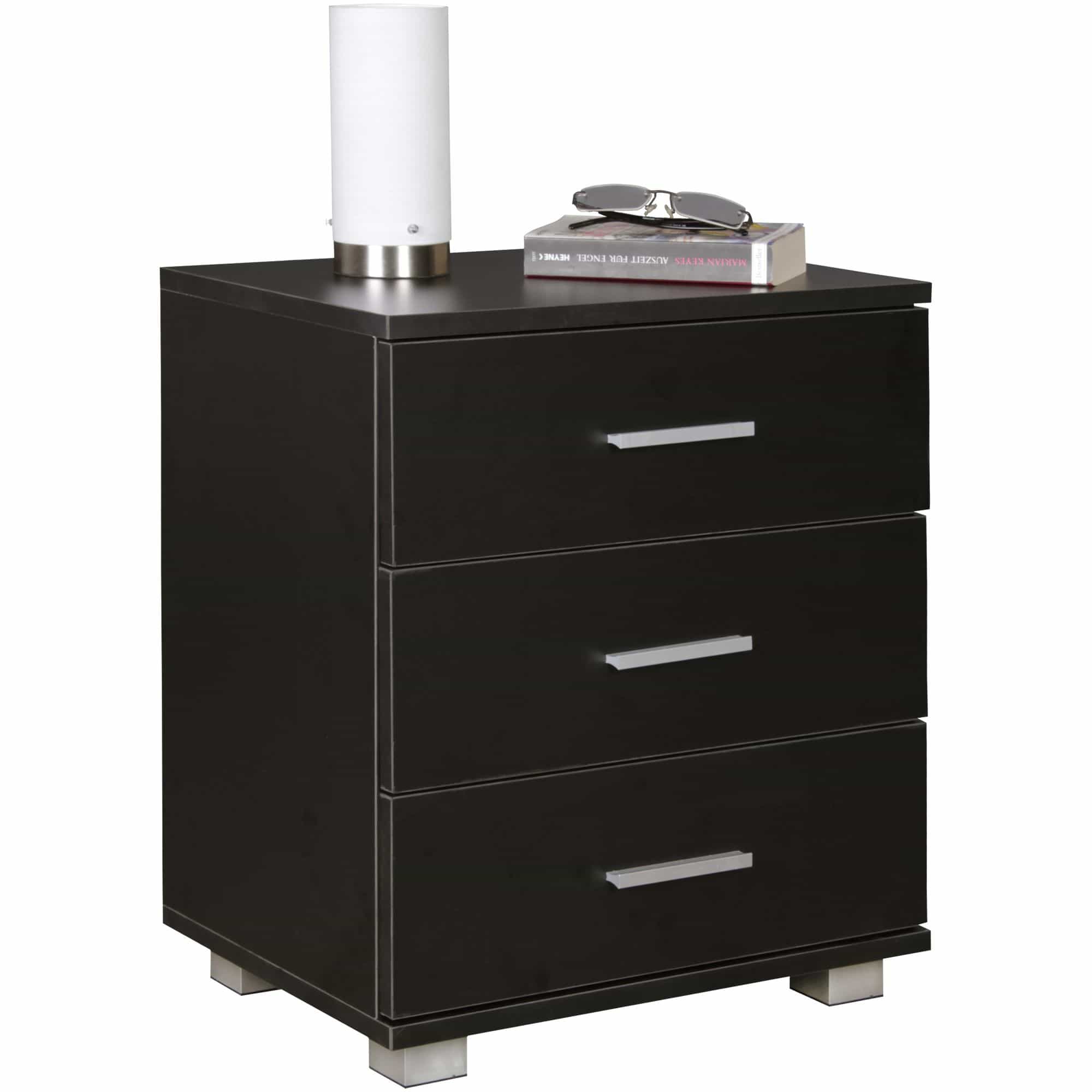 44679-WOHNLING-Nachtkonsole-NINA-3-Schubladen-schwaVOpdLyLduoH7J Nachtkonsole LATINA Holz Nachttisch modern mit 3 Schubladen schwarz