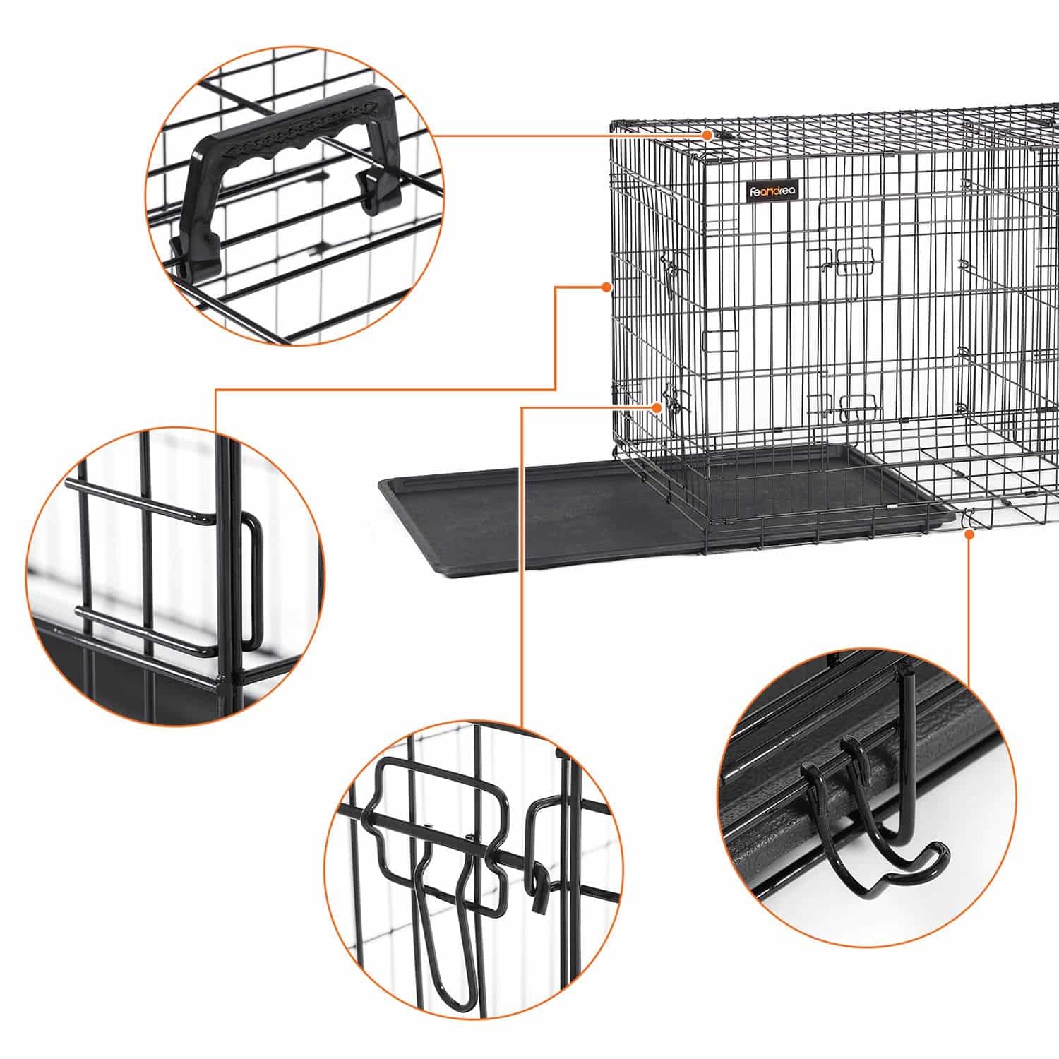 Hundekäfig 107 x 70 x 77,5 cm mit Türen-PPD42BK Hundekäfig 107 x 70 x 77,5 cm mit Türen-PPD42BK