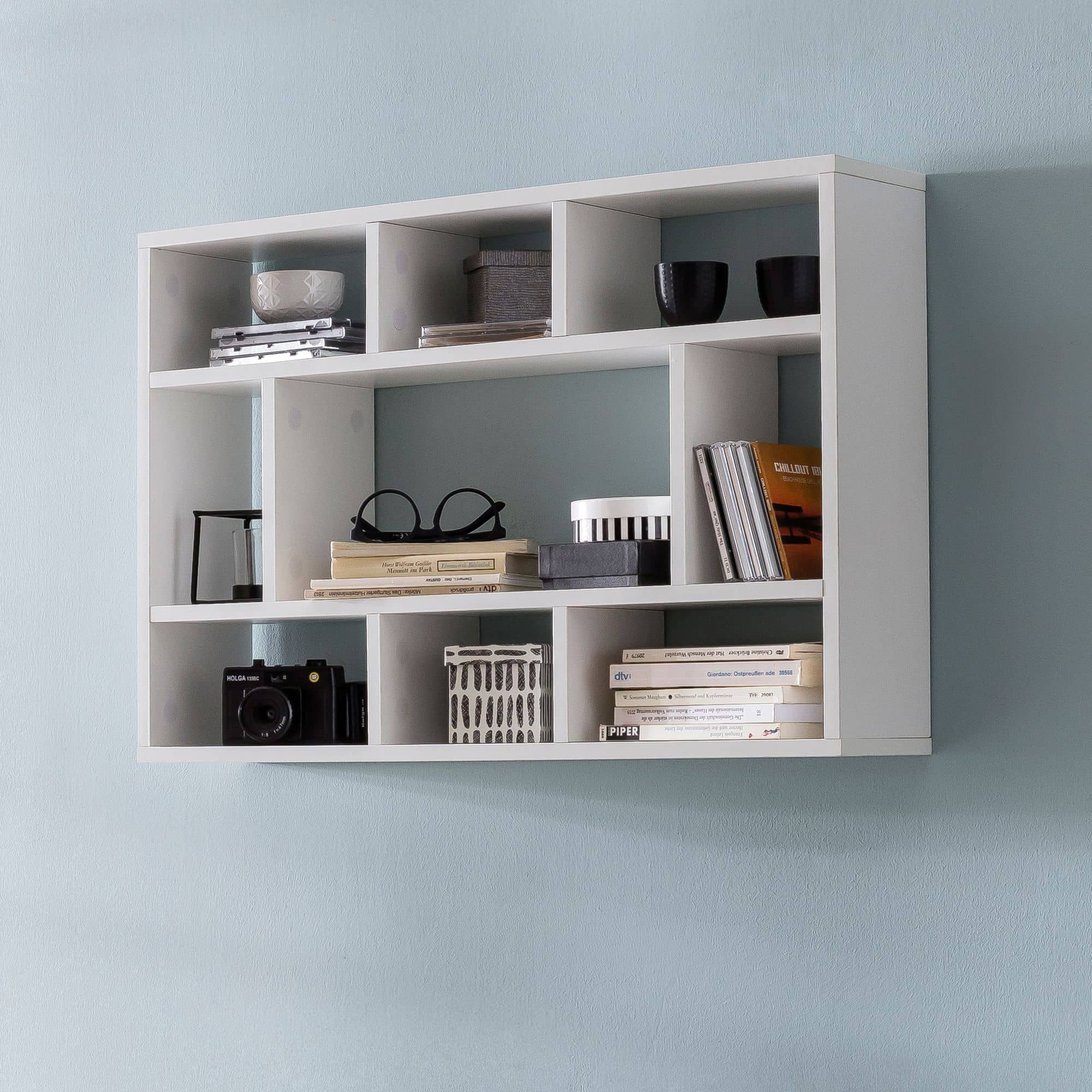 48469-WOHNLING-Wandregal-AURA-75x51x16-cm-Weiss-W_1 Wandregal WL5.810 Weiß 75x51x16 cm Holz Hängeregal Modern