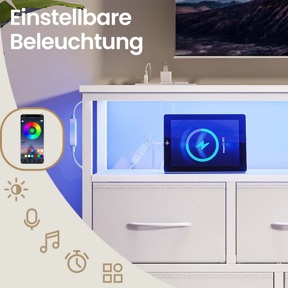 Kommode mit LED-Beleuchtung, Sideboard, Schubladenschrank für Wohnzimmer Kommode mit LED-Beleuchtung, Sideboard, Schubladenschrank für Wohnzimmer