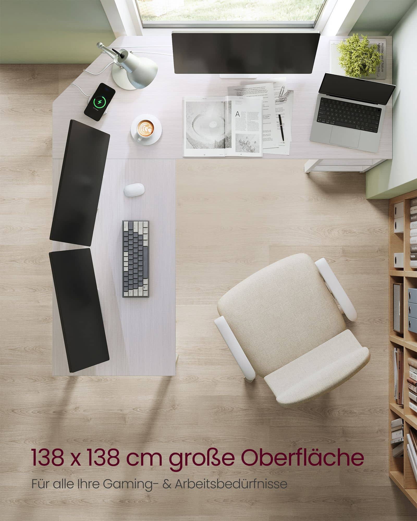 L-förmiger Computertisch einfacher Aufbau ahornweiß-LWD072W44 L-förmiger Computertisch einfacher Aufbau ahornweiß-LWD072W44