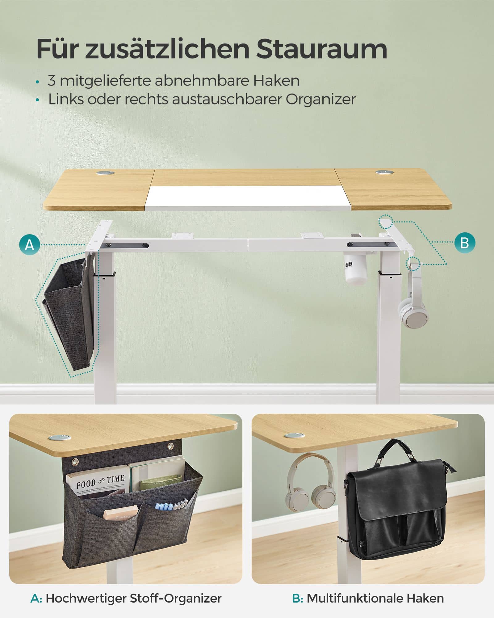 Höhenverstellbarer Schreibtisch elektrisch pastellgelb-basisweiß-B34LSD016N01 Höhenverstellbarer Schreibtisch elektrisch pastellgelb-basisweiß-B34LSD016N01