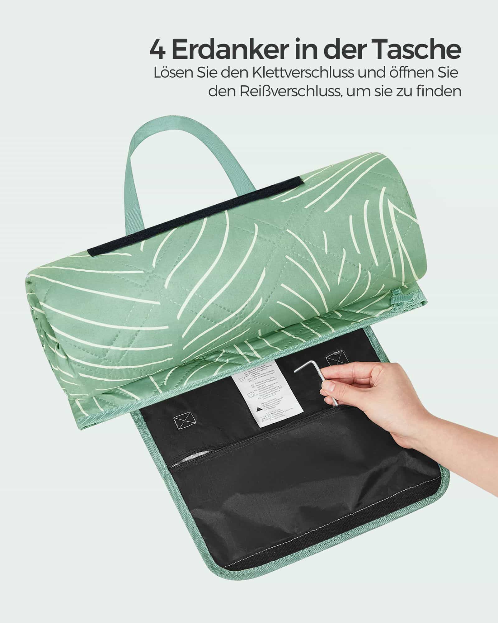 Picknickdecke 300 x 200 cm maschinenwaschbar und faltbar grün-GCM310C03