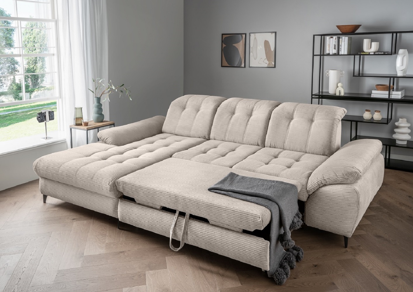 Das Ecksofa Modell Delphino in Cord - Schlaffunktion und Bettkasten inklusive Das Ecksofa Modell Delphino in Cord - Schlaffunktion und Bettkasten inklusive