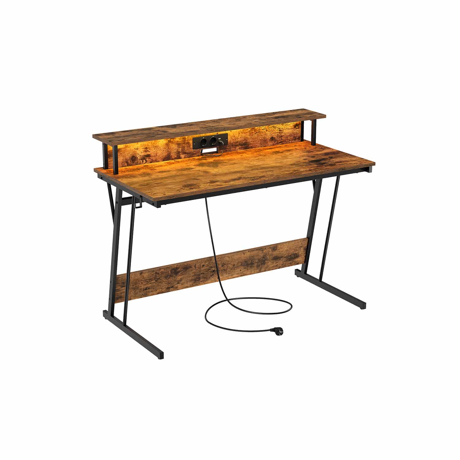 Schreibtisch mit Steckdosenleiste 60 x 120 x 76 cm vintagebraun Schreibtisch mit Steckdosenleiste 60 x 120 x 76 cm vintagebraun